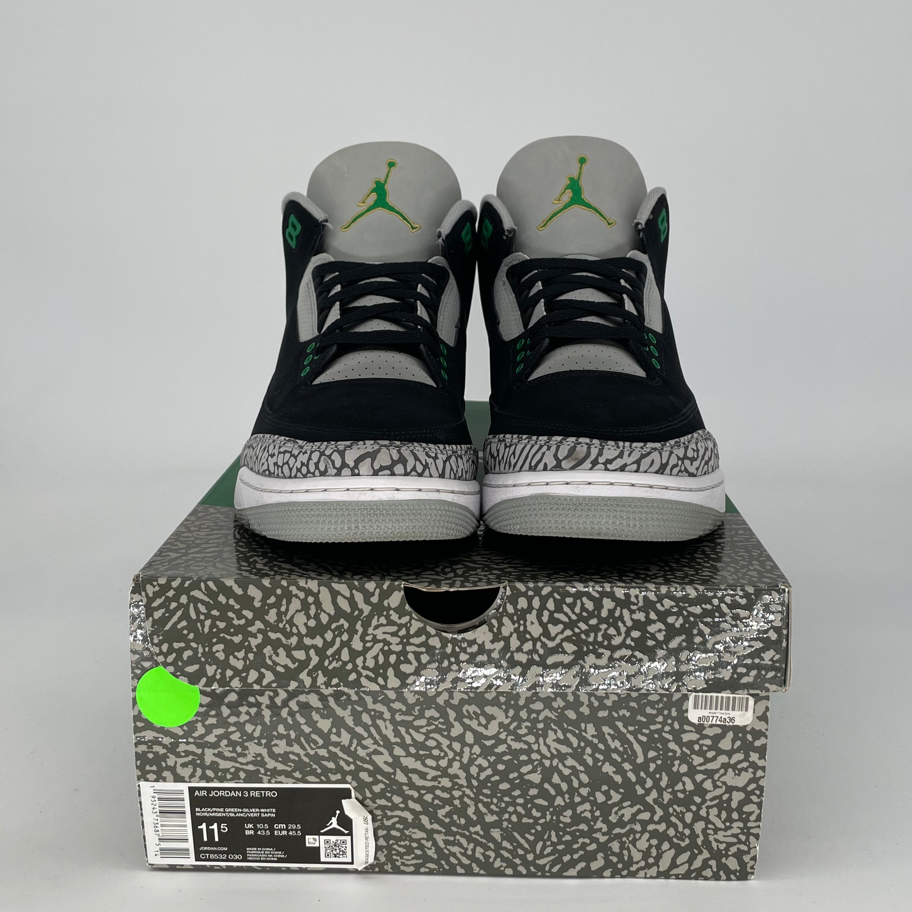 Original Air Jordan 3 Retro 'Pine Green' Men's Basketball Shoes - Size 11.5 & Women's 13W (Style: CT8532-030) | Perfect for Streetwear, Sneaker Collection & Casual Wear