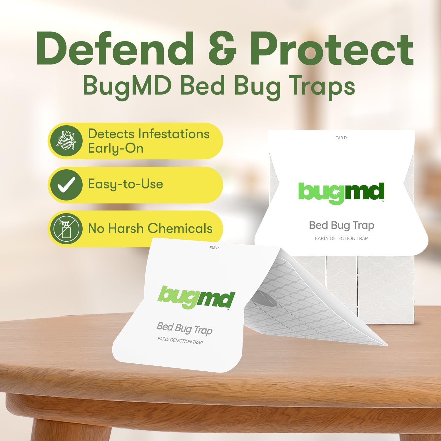 BugMD Bed Bug Trap (1 Pack, 12 Traps) - Effective Bed Bug Interceptors & Sticky Glue Traps for Indoor Pest Control | Prevent & Monitor Bed Bugs in Mattresses, Furniture & Homes