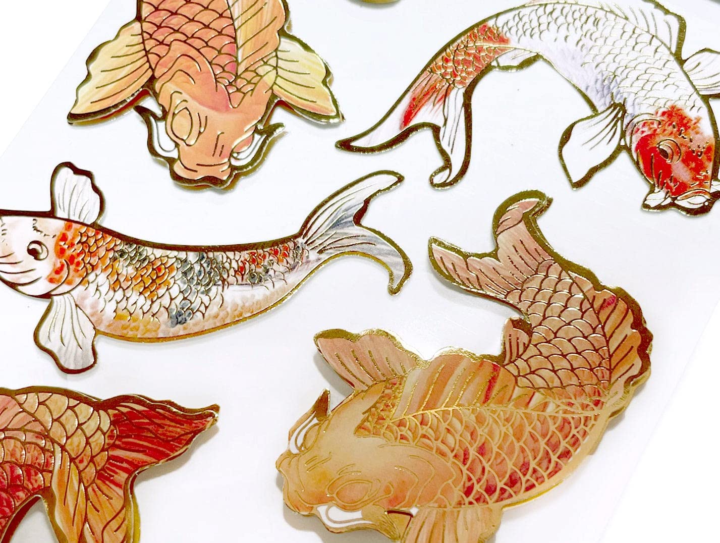Paper House Productions Die-Cut Dimensional & Foil Accent Scrapbook Sticker Sheet - Calming Koi Fish Design for Journaling, Scrapbooking & DIY Crafts