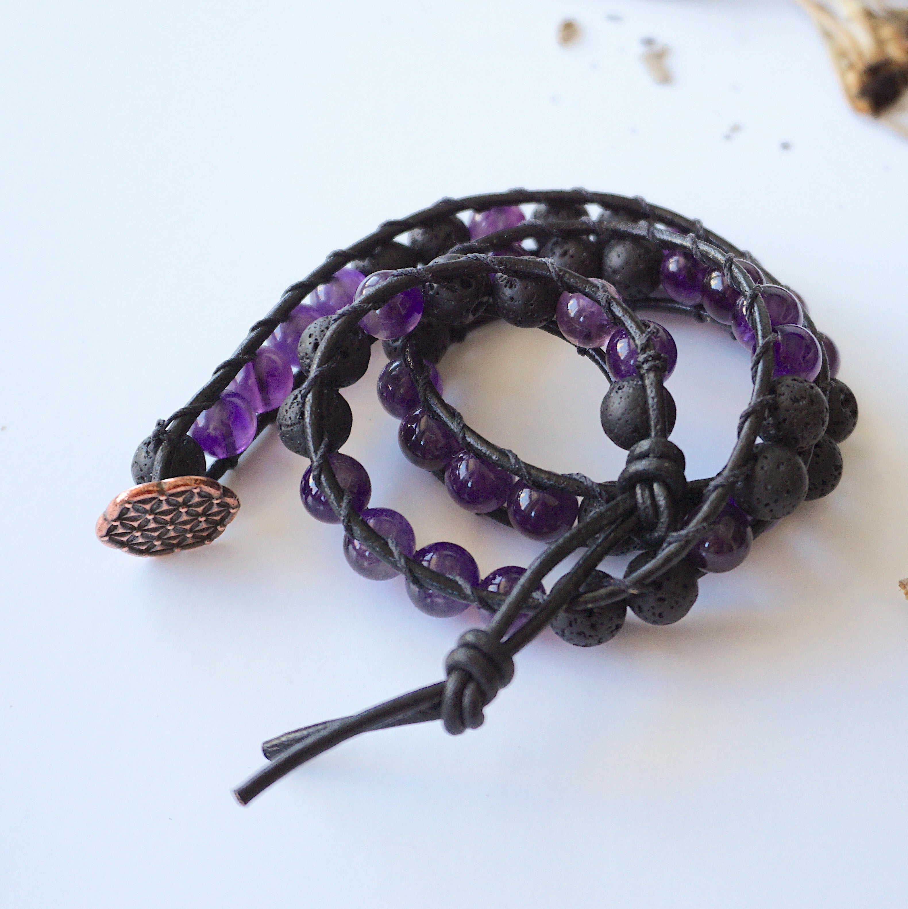 Natural Amethyst Wrap Bracelet for Women - Healing Crystal Aromatherapy Jewelry for Stress Relief & Positive Energy - Perfect for Yoga, Meditation & Spiritual Healing