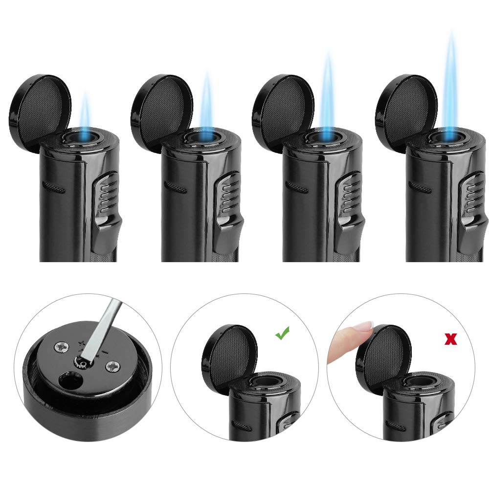 Windproof Refillable Torch Lighter with Cigar Punch - Perfect for Cigar & Outdoor Use