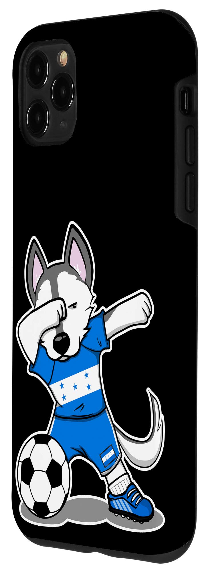 iPhone 11 Pro Max Phone Case with Dabbing Husky Dog & Honduras Football Design - Honduran Flag Soccer Protective Cover for iPhone 11 Pro Max | Perfect for Football Fans, Pet Lovers & Travel Enthusiasts