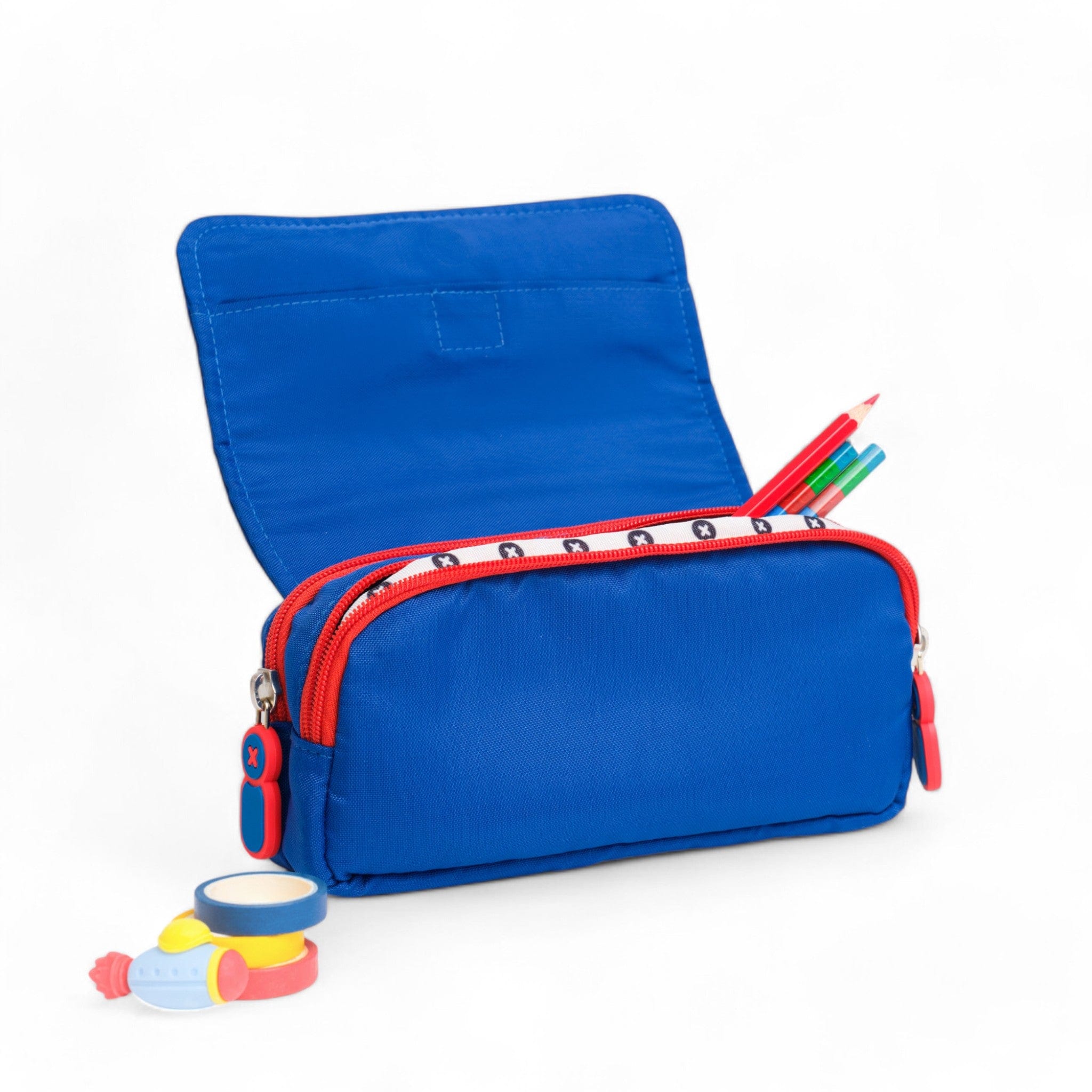Moji Pencil Case - Durable Zippered School Supplies Organizer for Pens, Markers & Art Tools - Perfect for Students, Office & Travel (Blue)