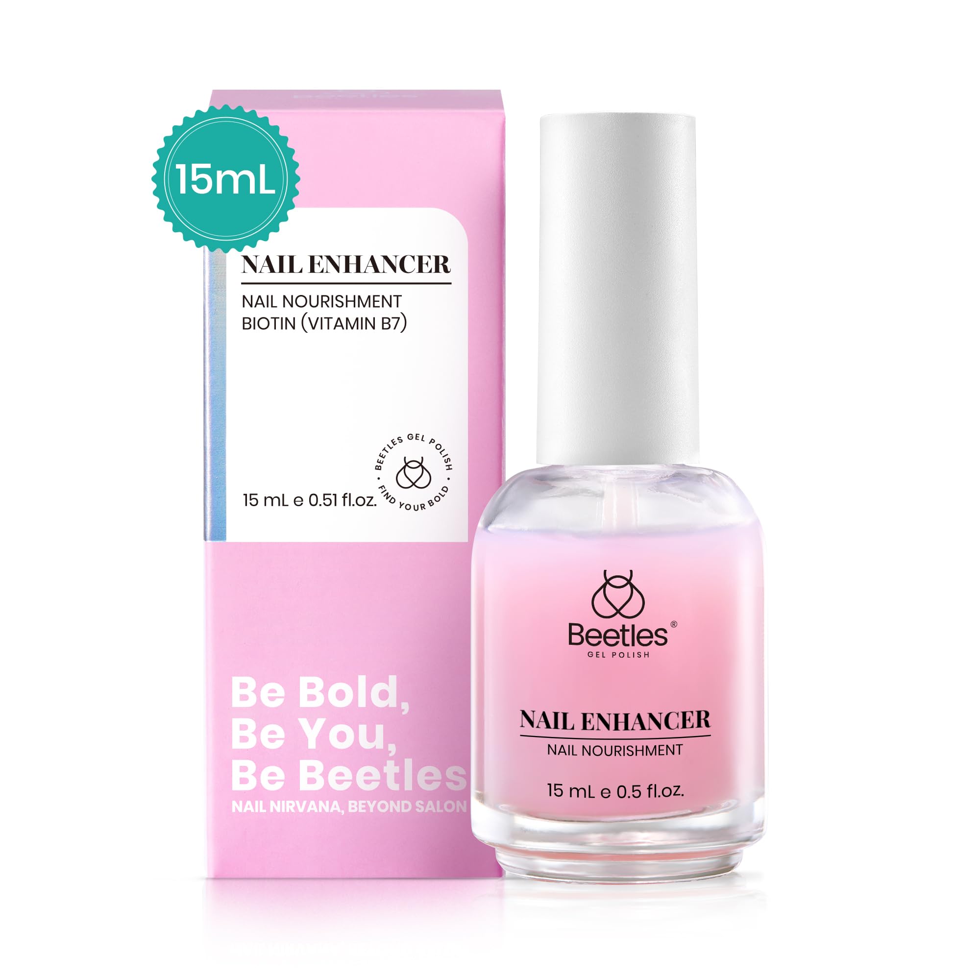 Beetles Nail Strengthener - Clear Air Dry Nail Polish for Stronger, Healthier Nails | Nail Growth Treatment for Thin & Weak Nails | Perfect for At-Home Manicures & Nail Care Routines