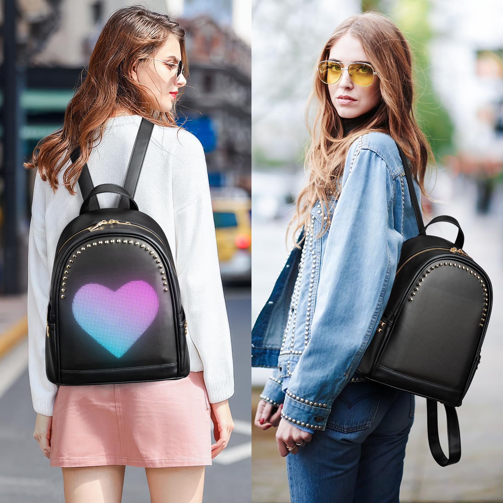 Gelrova LED Backpack Purse for Women - Stylish Quilted Daypack with USB Charging Port, 13 Inch Laptop Compartment - Perfect for Work, Business Travel, College & Nursing School - Water-Resistant Casual Backpack for Daily Commute & Night Out