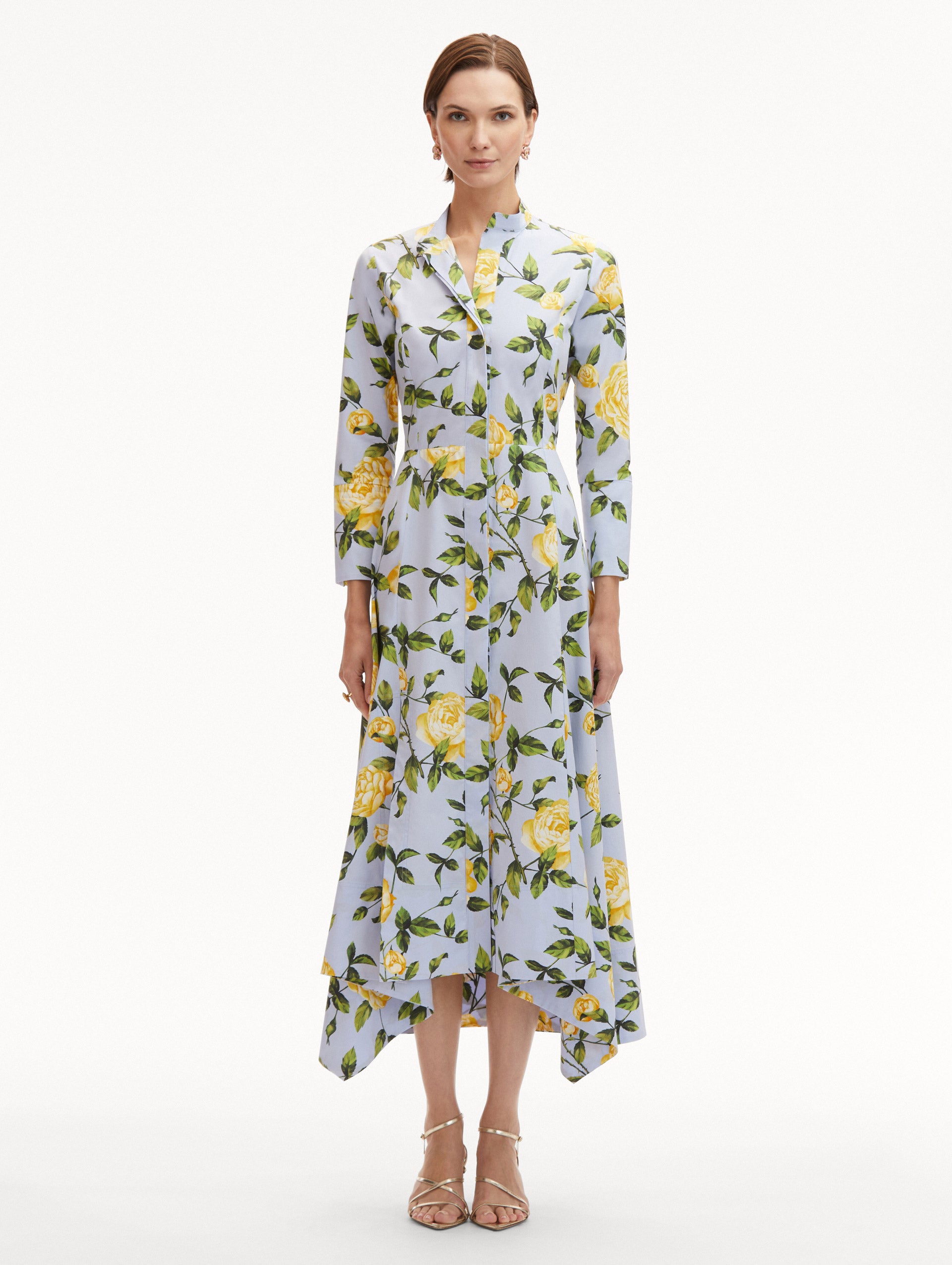 English Rose Floral Print 3/4 Sleeve Midi Dress for Women - Perfect for Garden Parties, Weddings & Spring Outfits