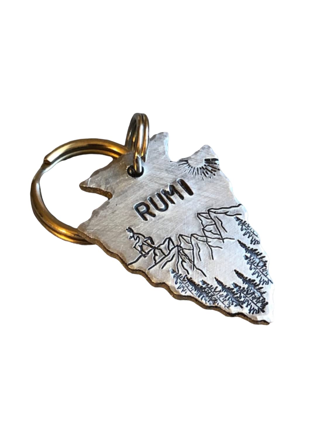Personalized Arrowhead Dog Tag - Custom Hand Stamped Pet ID Tag for Dogs | Perfect for Pet Identification, Outdoor Adventures & Unique Pet Accessories