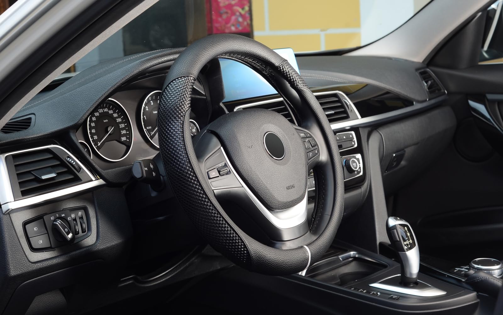 LABBYWAY Universal 15 Inch Microfiber Leather Steering Wheel Cover - Anti-Slip, Black | Perfect for Cars, Trucks & SUVs | Comfort Grip & Driving Safety