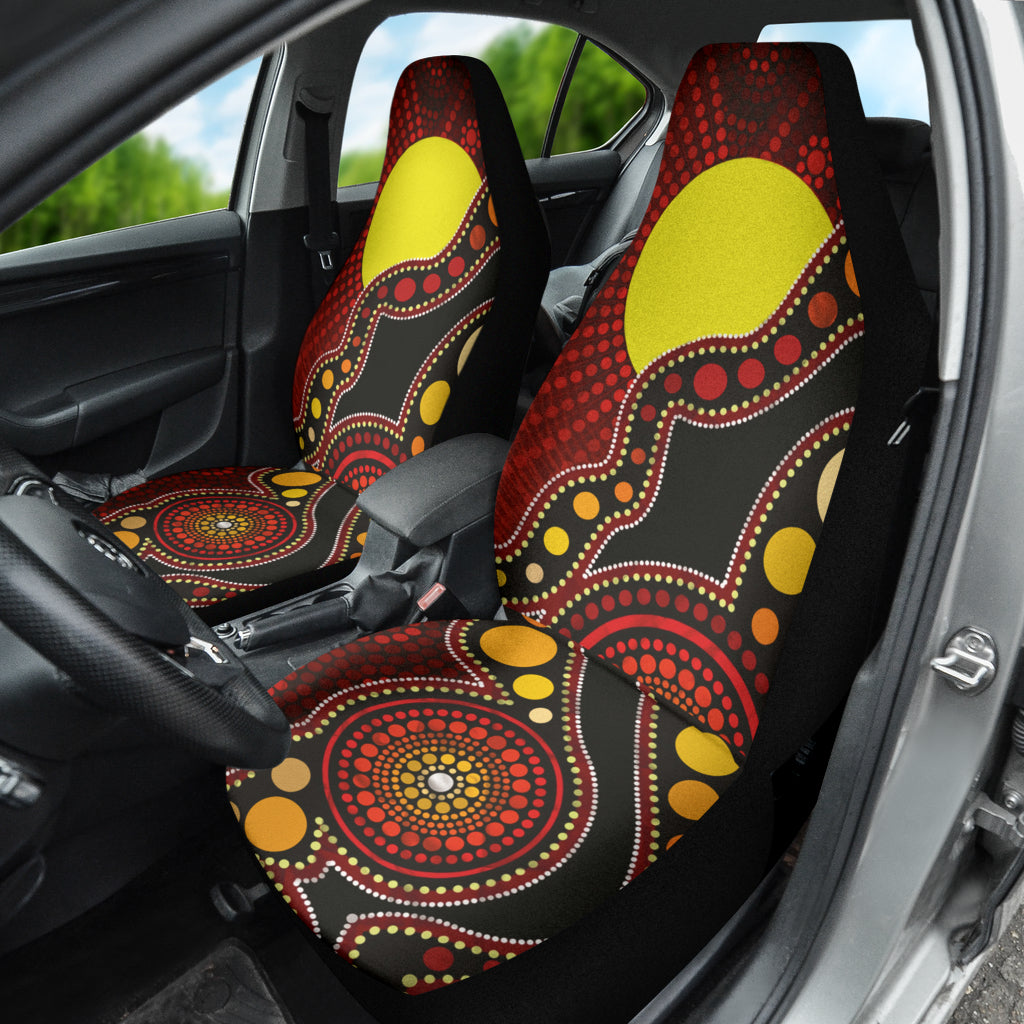Authentic Australian Indigenous Dot Art Car Seat Covers - Premium 2-Piece Set for Cars & SUVs | Stylish Protection for Seats | Perfect for Road Trips & Daily Commutes