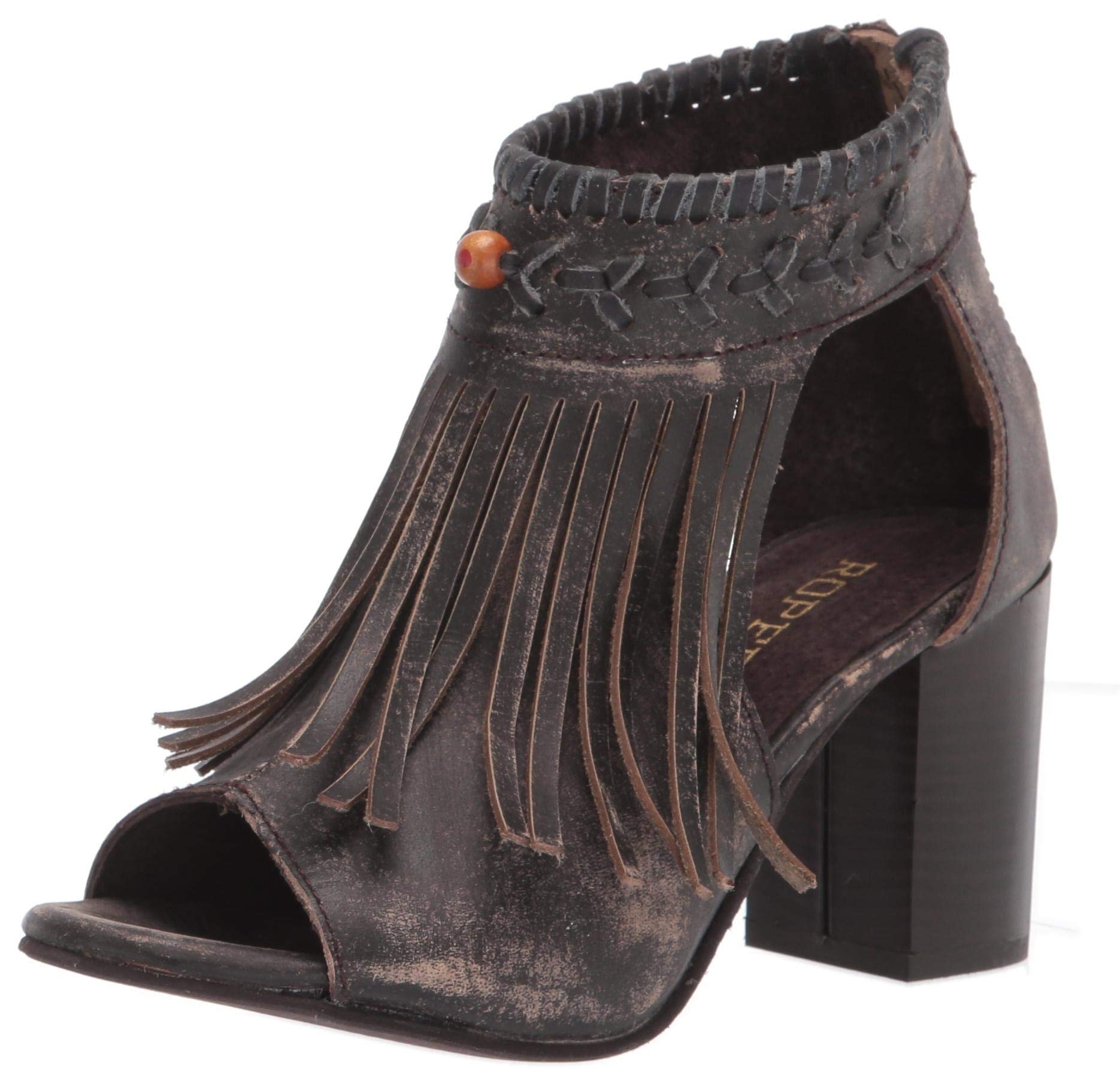 ROPER Women's Black Fringe Open Toe Mules - Comfortable Slide Sandals for Summer, Casual Outfits & Boho Style