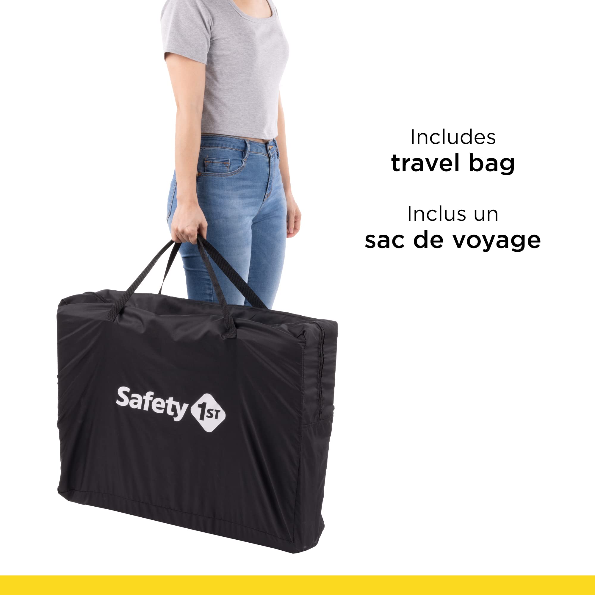 Safety 1st Dream and Go Travel Playard - Lightweight Portable Baby Crib with Soft Mattress & Zip-Up Bassinet | Compact Fold for Easy Storage & Travel | Perfect for Home, Nursery & On-The-Go Use (Grey Wolf)