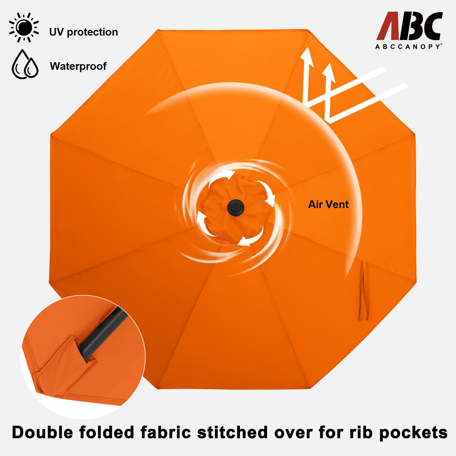 10FT Waterproof Patio Umbrella with Tilt & Crank - UV Protection for Pool, Garden & Deck (Orange)