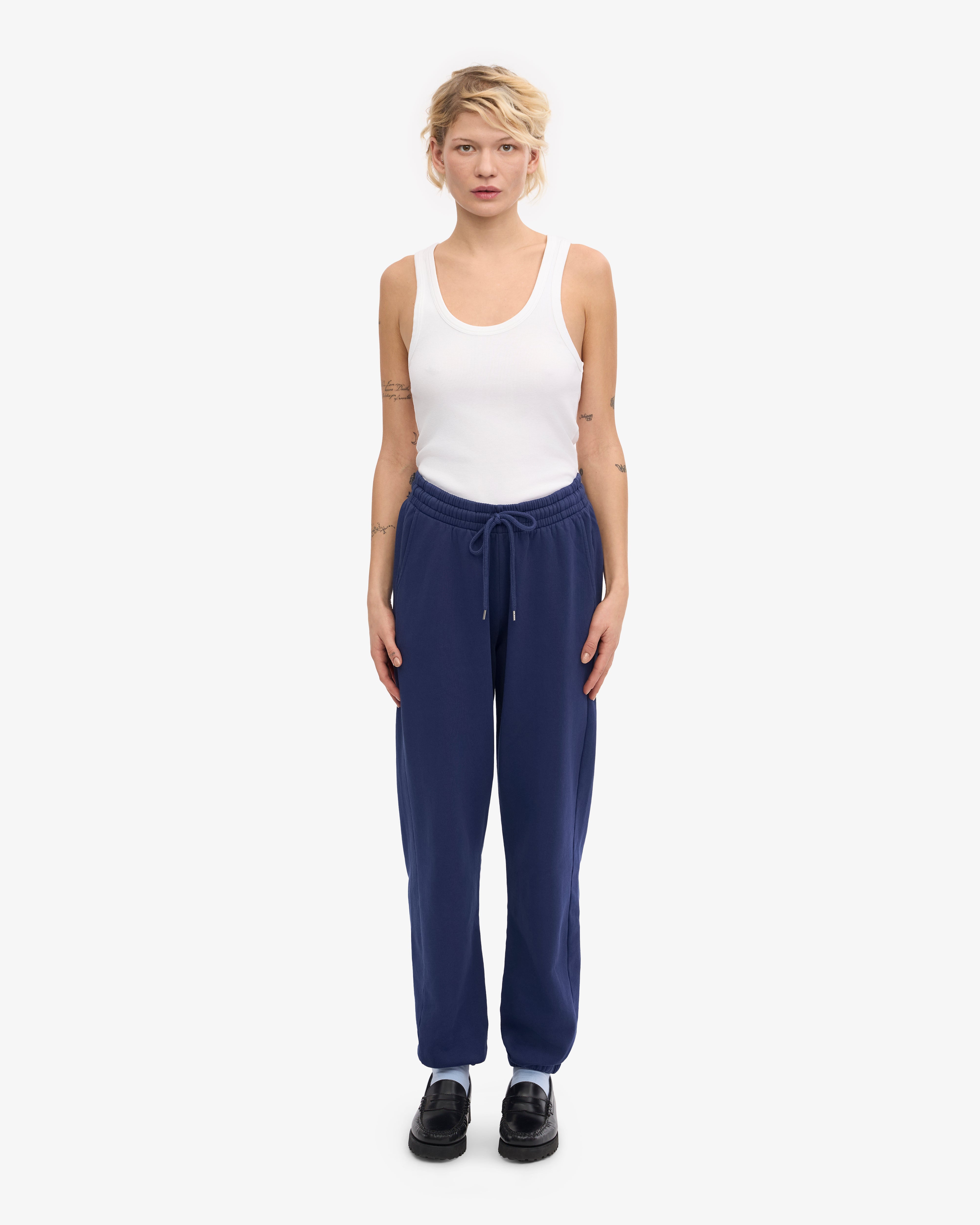 Premium Organic Cotton Sweatpants for Women & Men - Soft & Comfortable Marine Blue Joggers - Perfect for Yoga, Gym, Lounge & Casual Wear