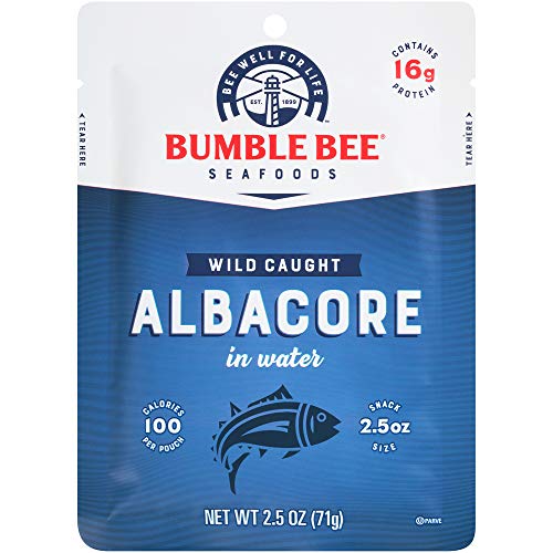 BUMBLE BEE Premium Albacore Tuna in Water - High Protein, Keto & Gluten Free Canned Tuna Fish - 2.5oz Pouch (Pack of 12) - Perfect for Healthy Lunches, Camping Meals & Emergency Food Supply
