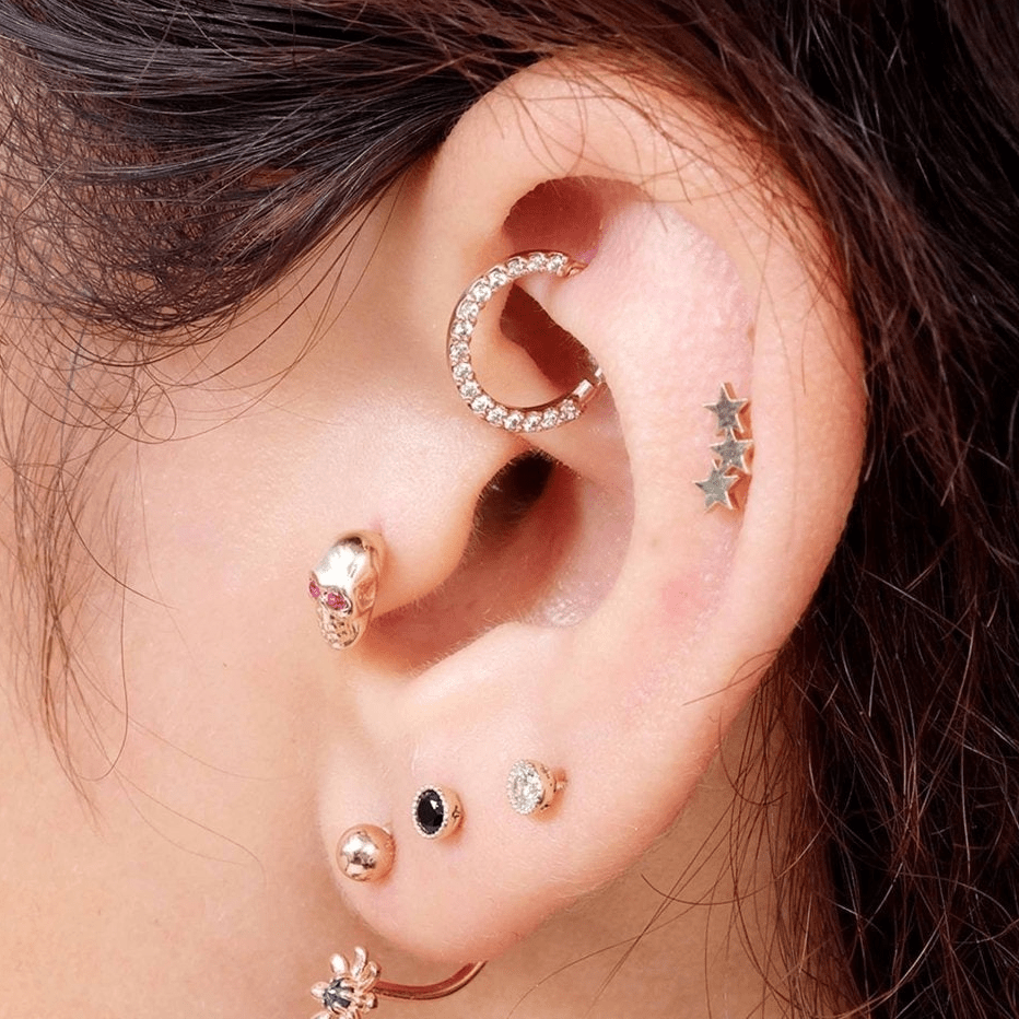 14K Yellow Gold Gemstone Studded Clicker Hoop Earrings for Women - Elegant & Hypoallergenic Jewelry for Parties, Weddings & Everyday Wear