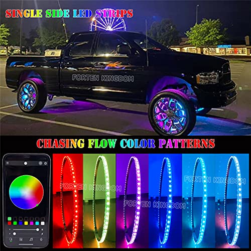 17 Inch LED Wheel Ring Lights for Cars & Trucks - Multiple Color Modes, Universal Fit (21-28 Inch Tires) - Enhance Night Driving & Customize Your Ride
