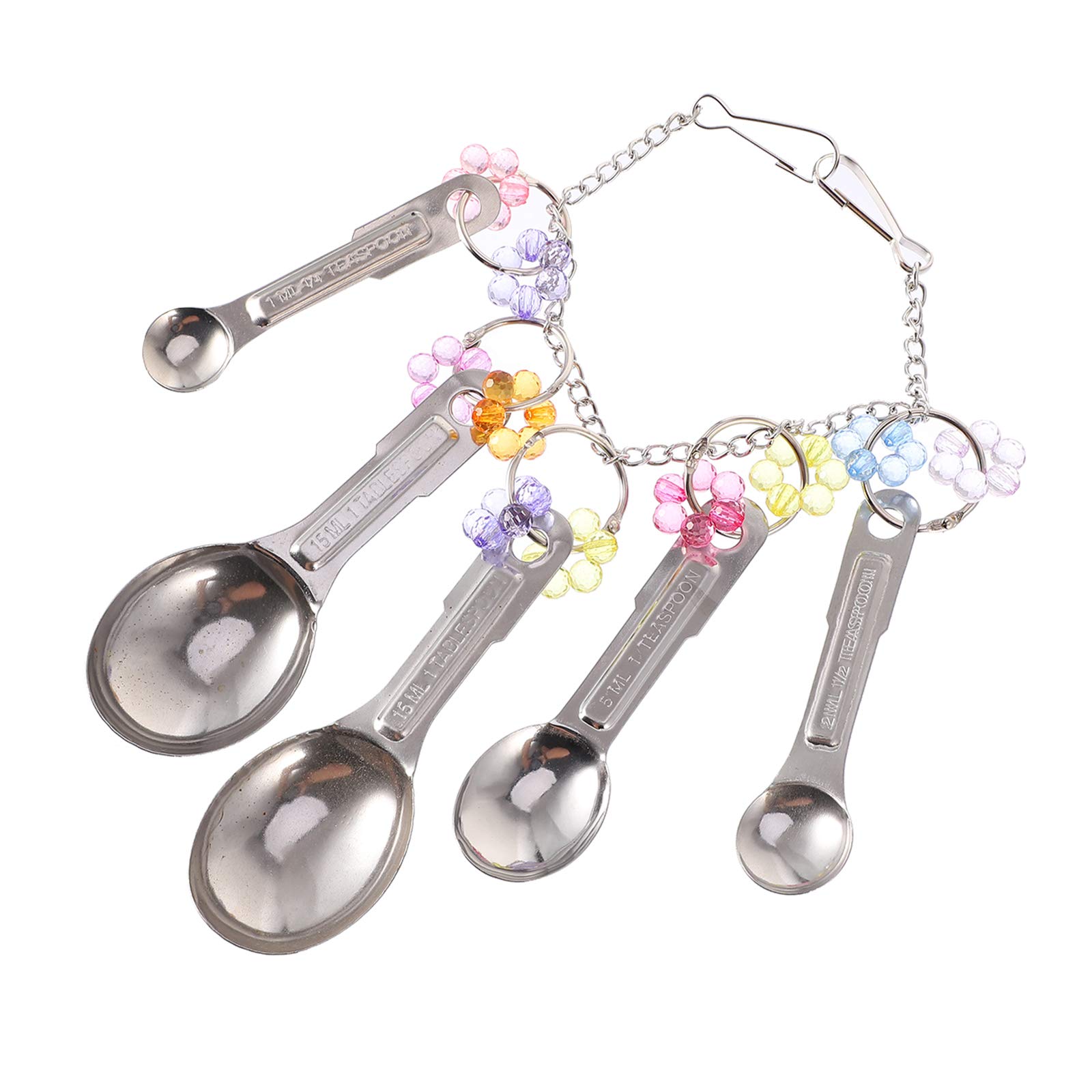 POPETPOP Parrot Biting Toy - Durable Bird Metal Spoon & Chain Set for Cage - Chewing Enrichment Toys for Macaws Cockatiels Conures - Perfect for Playtime & Stress Relief