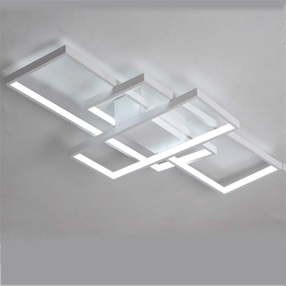 Modern LED Ceiling Light Flush Mount Square Fixture - Dimmable with Remote Control, Acrylic Shade White Chandelier - Perfect for Living Room, Dining Room, Bedroom, Bathroom, Kitchen & Restroom Lighting
