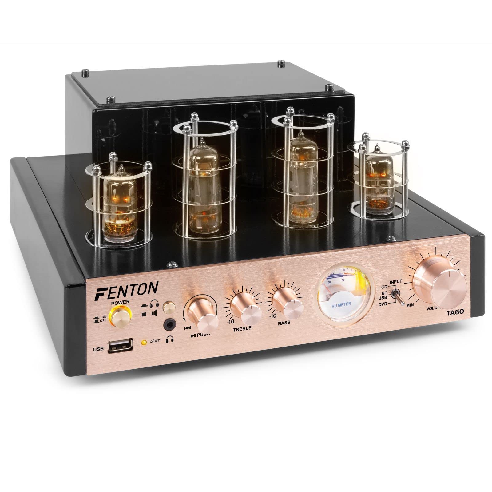 Fenton HiFi Tube Amplifier with Bluetooth 5.0 - Vintage Home Stereo Receiver for Vinyl Records & Wireless Streaming - Perfect for Audiophiles & Home Theater Systems