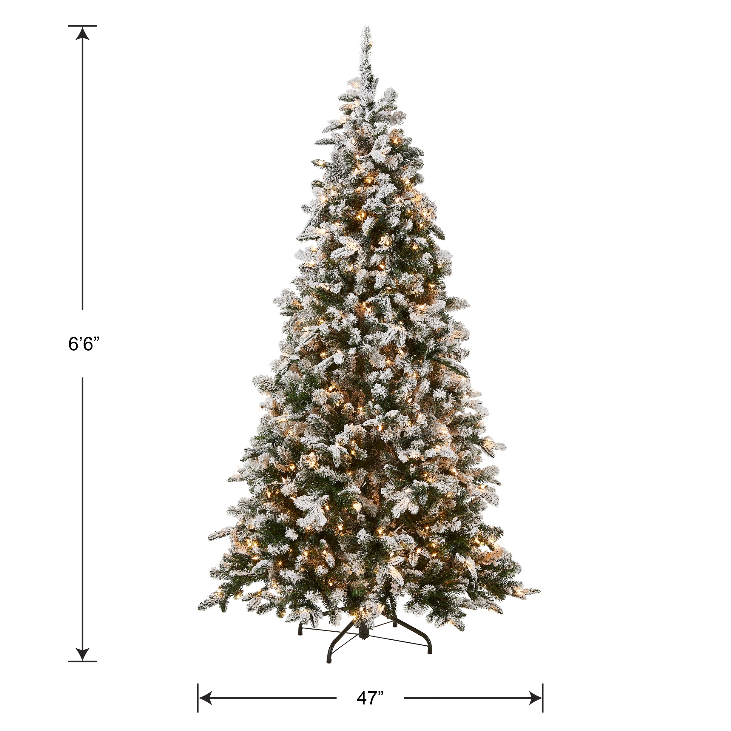 6.5 ft Pre-Lit Artificial Christmas Tree with Clear Lights - Snowy Everest Fir Medium Holiday Tree for Home, Office & Party Decor