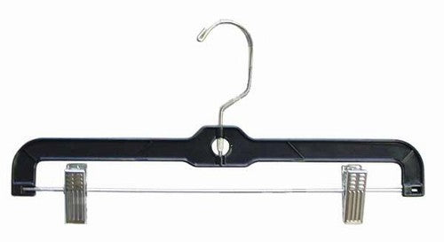 Black Plastic Pant & Skirt Hangers with Clips - Space Saving Closet Organizer for Pants, Skirts & Dresses - Perfect for Home, Retail Stores & Laundry Rooms