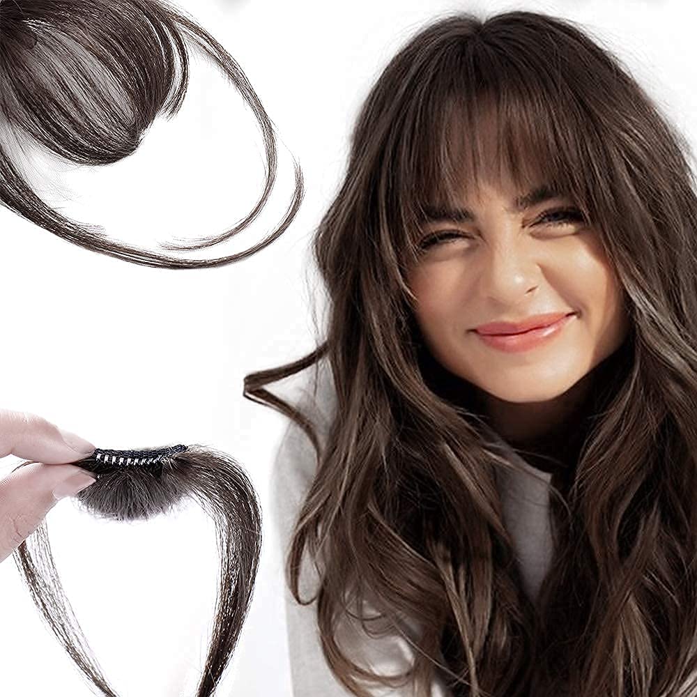 Evolluxi Clip-In Human Hair Bangs Extensions for Women - Natural Black Fringe Bangs, Real Hair, Flat & Neat (1 Pack) | Perfect for Daily Wear, Cosplay & Hairstyle Transformations