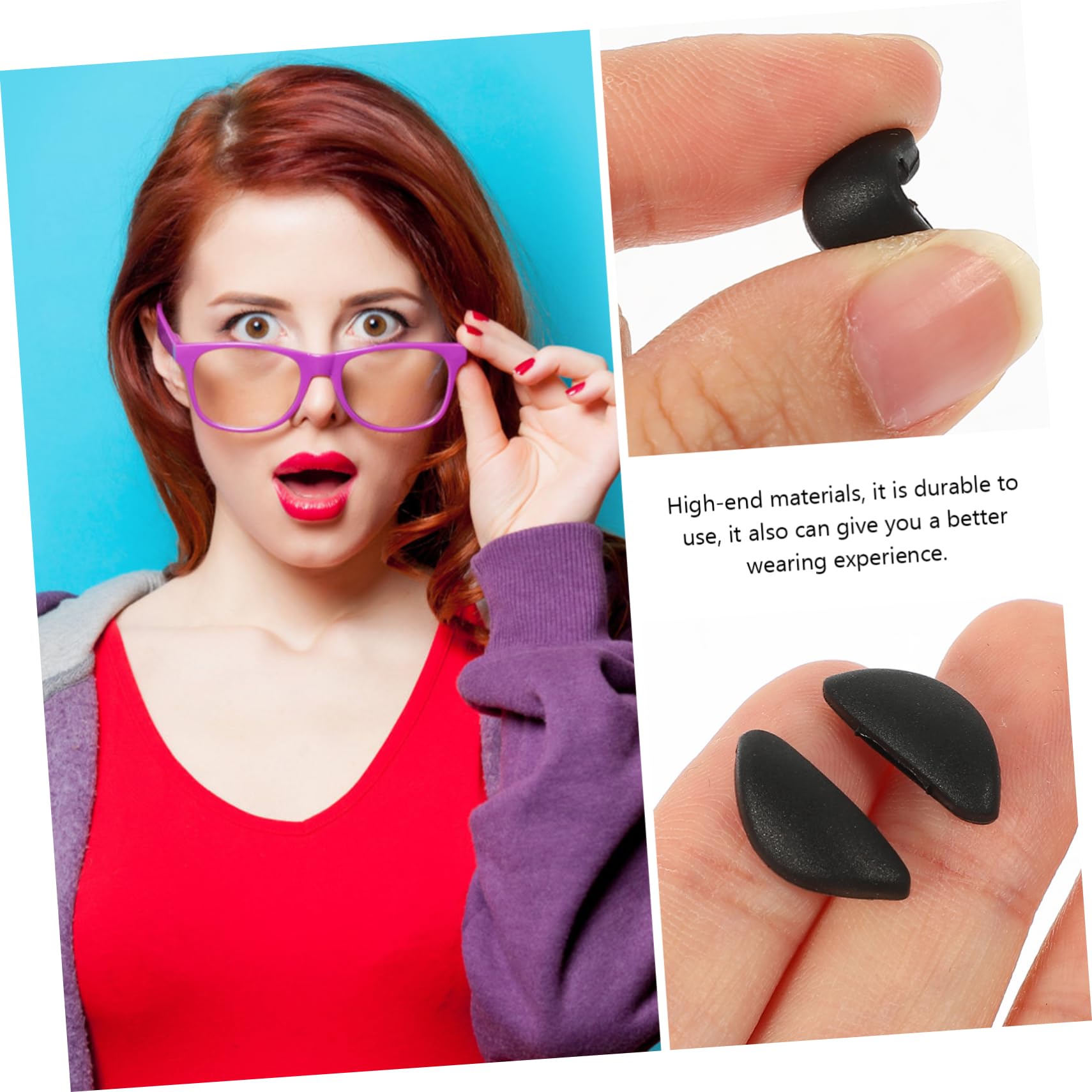 10 Pairs Silicone Nose Pads for Glasses - Soft Comfortable Eyewear Nose Cushions - Replacement Nose Pads for Eyeglass Frames Repair - Perfect for Reading, Computer Use and Daily Wear