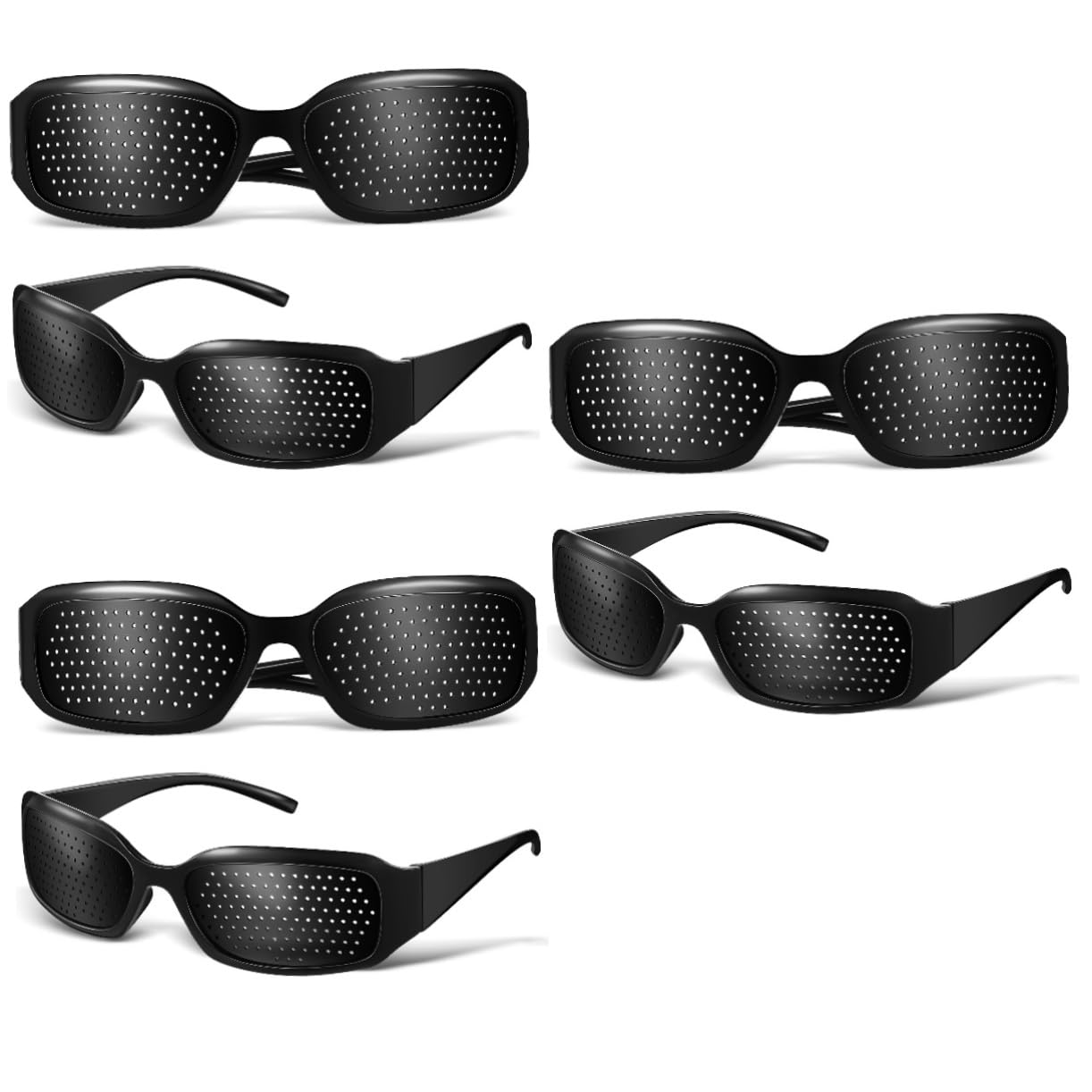 GLEAVI Pack of 6 Perforated Vision Correction Glasses - Pinhole Glasses for Myopia & Eye Strain Relief - Portable Grid Glasses for Reading, Computer Work & Daily Eye Care