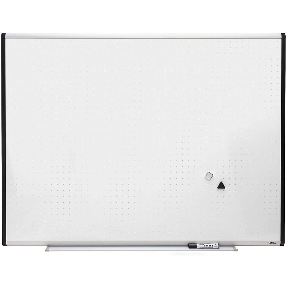 Lorell 4x3 Feet Magnetic Dry-Erase Whiteboard with Grid Lines - Silver/Ebony Frame - Perfect for Office, Classroom & Home Organization