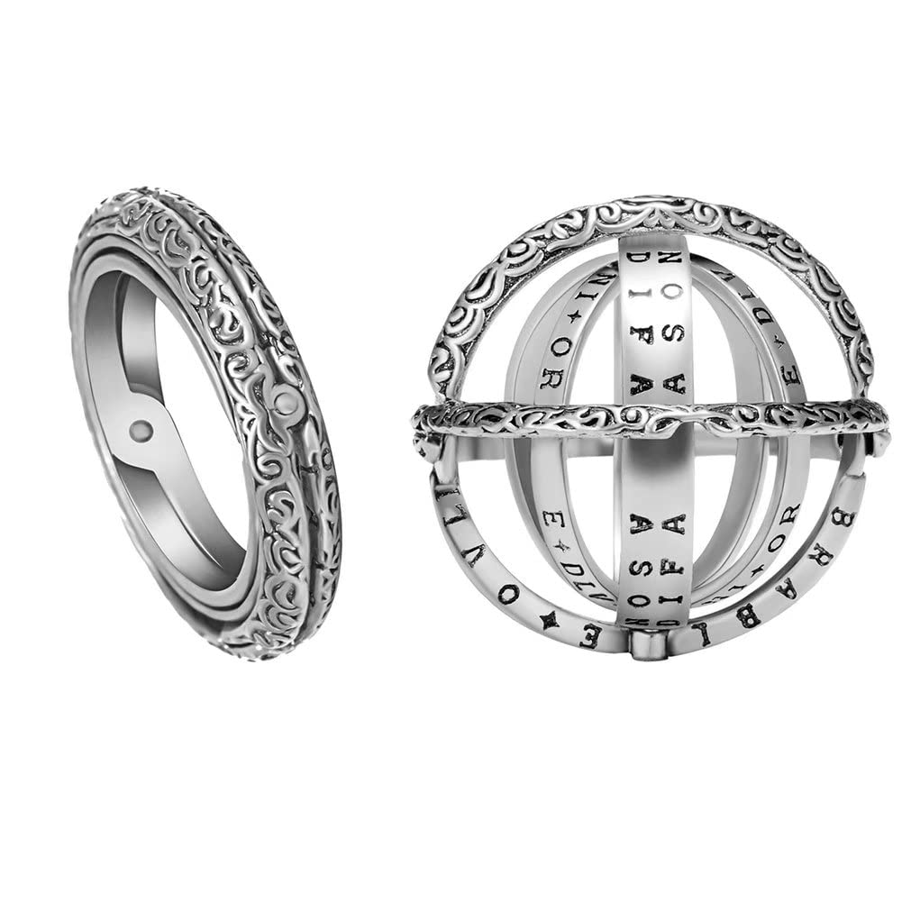 Armillary Sphere Ring for Men & Women - Adjustable Cosmic Jewelry for Couples (Size 5-12) - Perfect for Astronomy Lovers, Romantic Gifts & Unique Wedding Bands