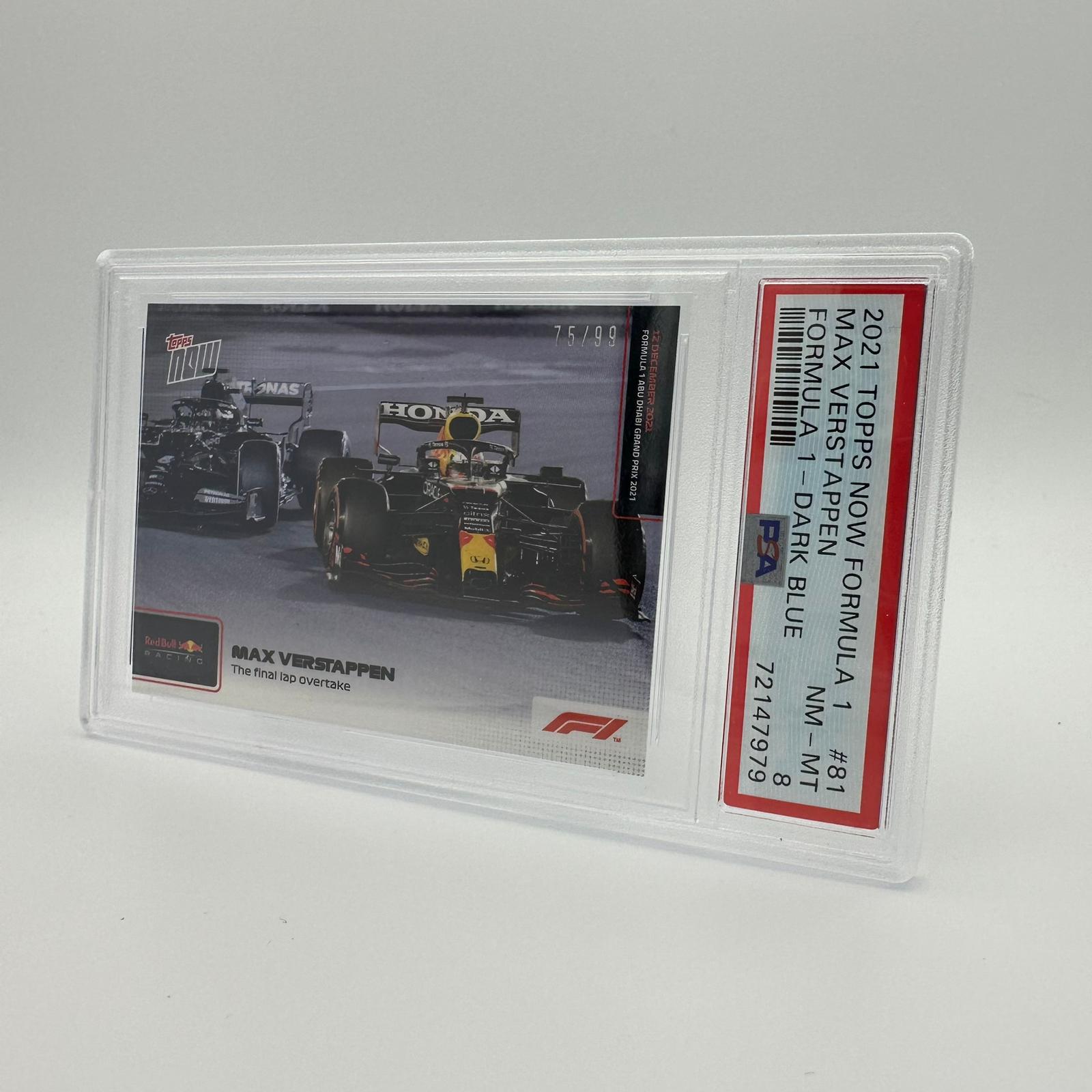 PSA 8 Graded 75/99 The Final Lap Overtake #81 - Rare Racing Card for Collectors & Sports Memorabilia Enthusiasts (Perfect for Display, Trading & Investment)