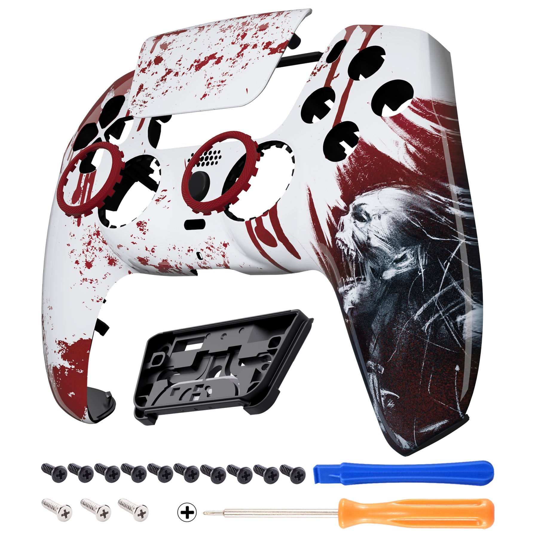 eXtremeRate LUNA Redesigned Front Shell with Touchpad for PS5 Controller BDM 010/020/030/040/050 - Blood Zombie Edition - GHPFT002 - Perfect for Gaming, Customization & PS5 Controller Repair