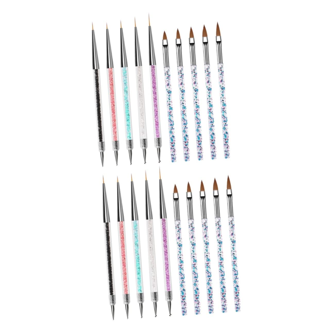 20 Pcs Professional Acrylic Nail Brush Set - Crystal Nail Art Pens, Gel Polish & Extension Brushes for Manicure & Nail Design | Perfect for Salon, Home DIY & Professional Nail Artists