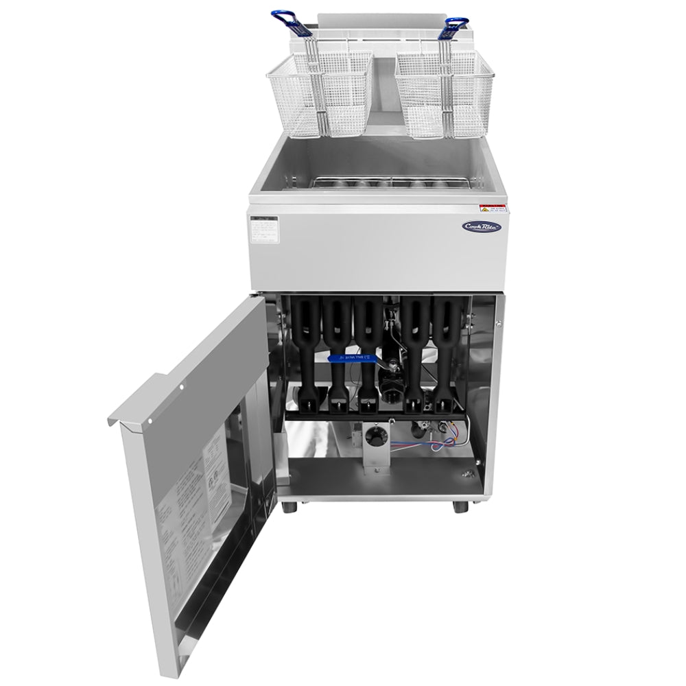 Atosa 75 lb Commercial Floor Fryer - 170,000 BTU Natural Gas Fryer for Restaurants, Food Trucks & Catering Businesses - Heavy-Duty Deep Fryer for High-Volume Cooking