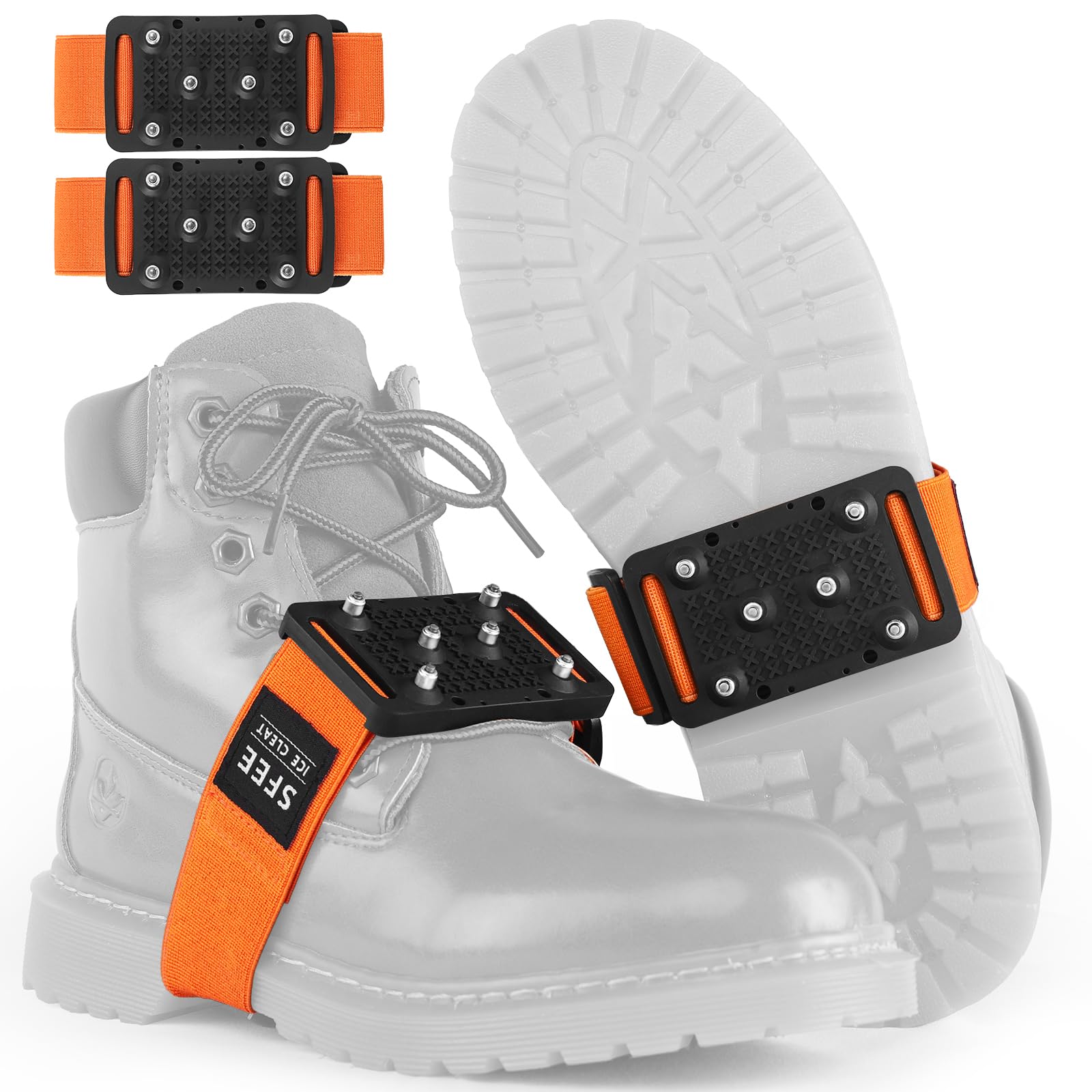 Sfee Ice Cleats Crampons with Tungsten Studs - Non-Slip Shoe Spikes for Boots & Shoes - Winter Traction for Hiking, Running & Snowy Conditions