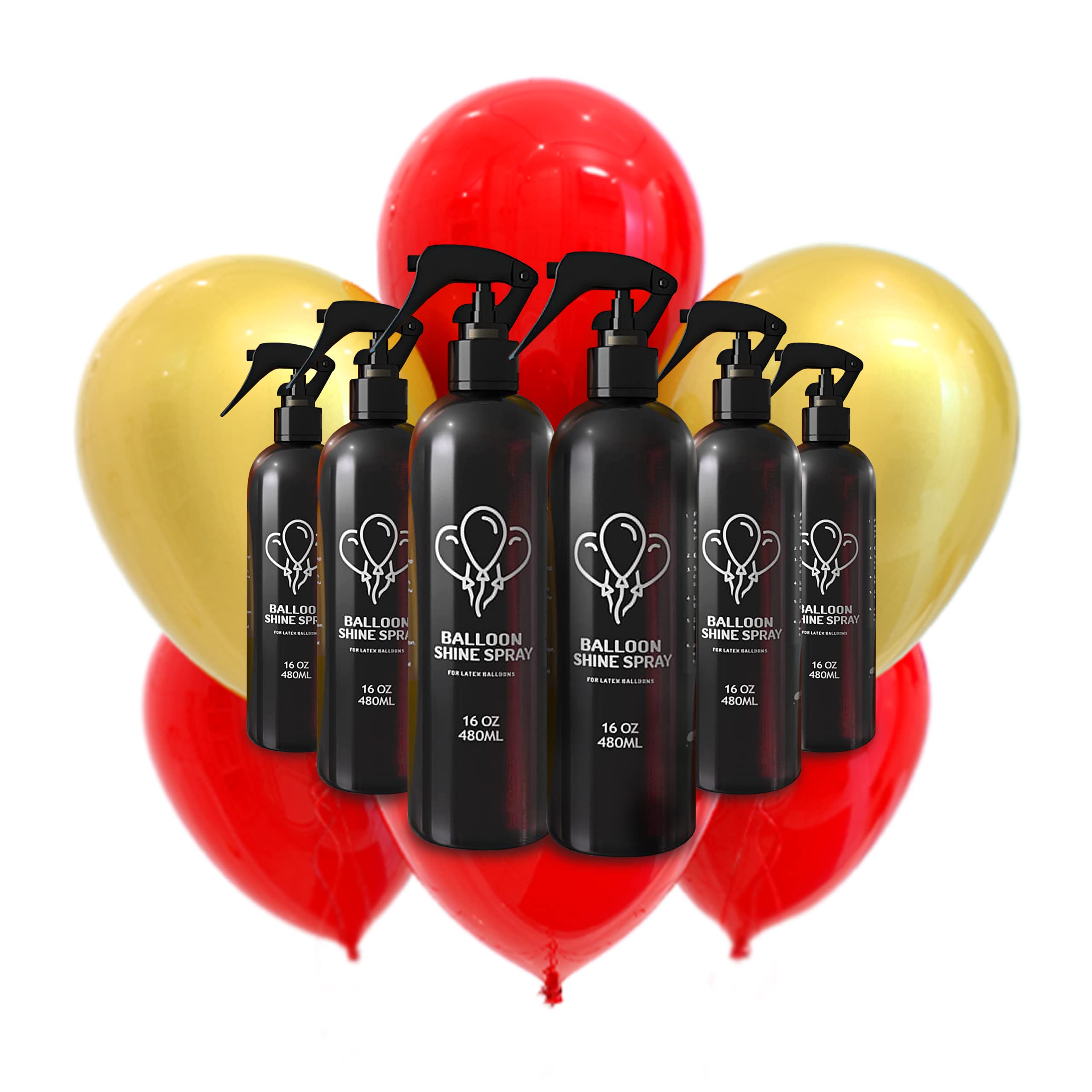 Ultra Shiny Balloon Glow Spray (6-Pack, 96oz Total) | Long-Lasting Gloss Finish for Latex Balloons | Balloon Brightener & Shine Enhancer | Perfect for Parties, Weddings, and Events (Brillo Para Globos)
