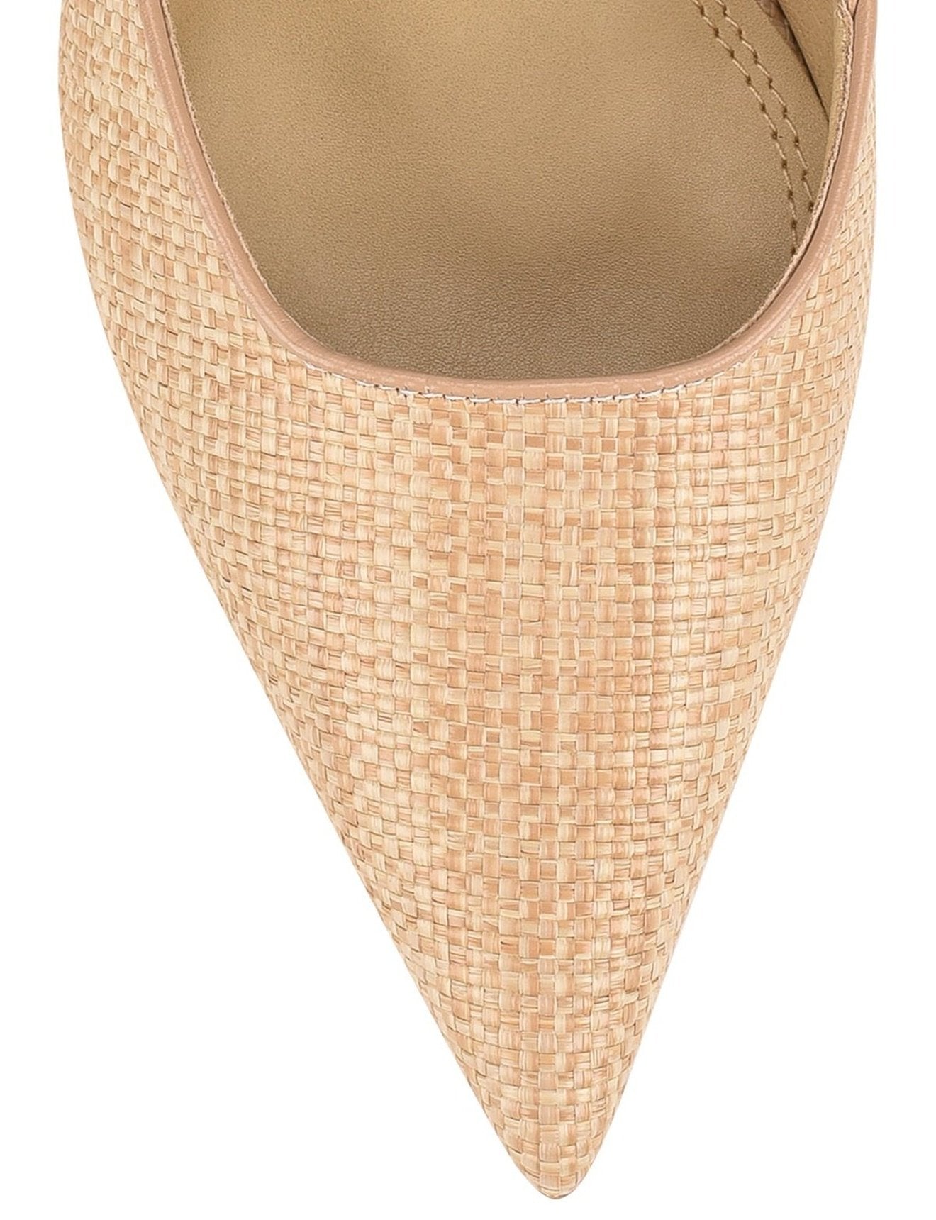 Yasmine Slingback Heels for Women - Almond Leather & Natural Raffia Comfortable Dress Shoes for Wedding, Party & Office Wear