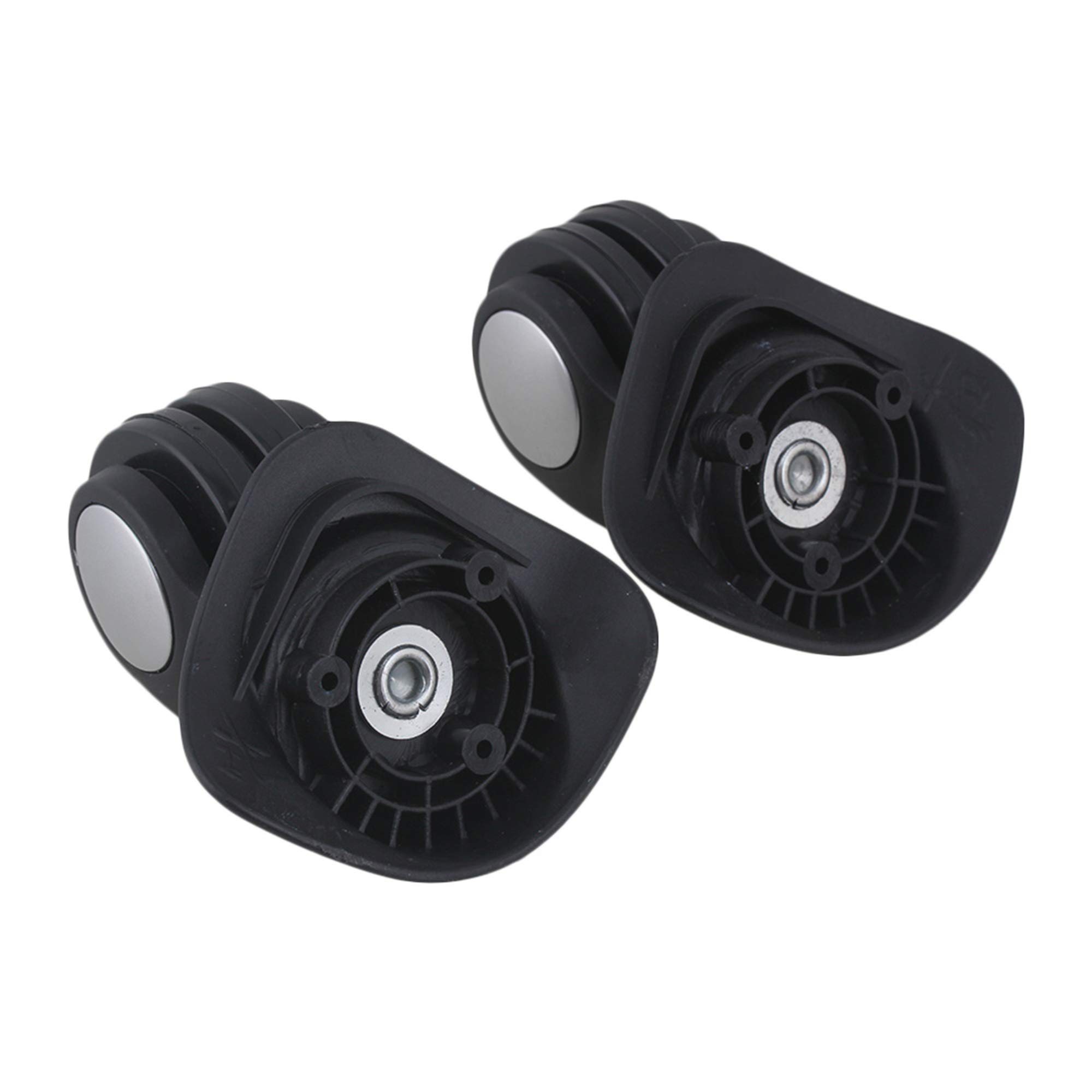 BQLZR Black Spinner Luggage Wheels - Left & Right Plastic Swivel Caster Wheels with 3 Holes (1.22