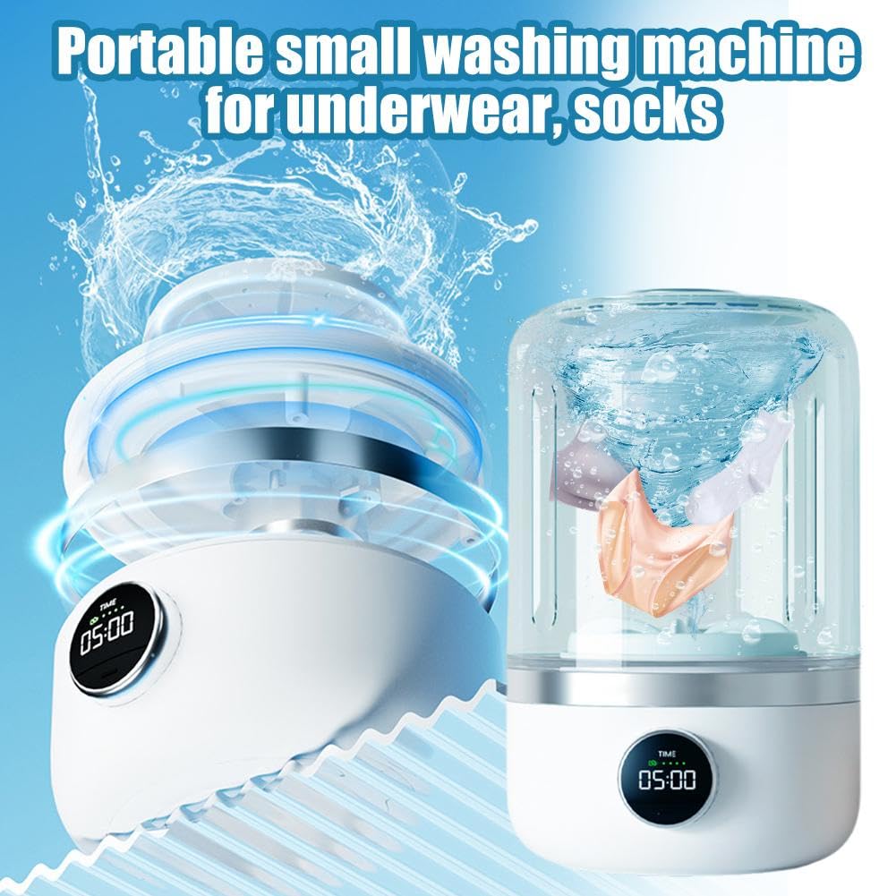Portable Rechargeable Cordless Mini Washing Machine for Underwear & Delicates - Compact Travel Washer for Camping, Dorms & Small Spaces