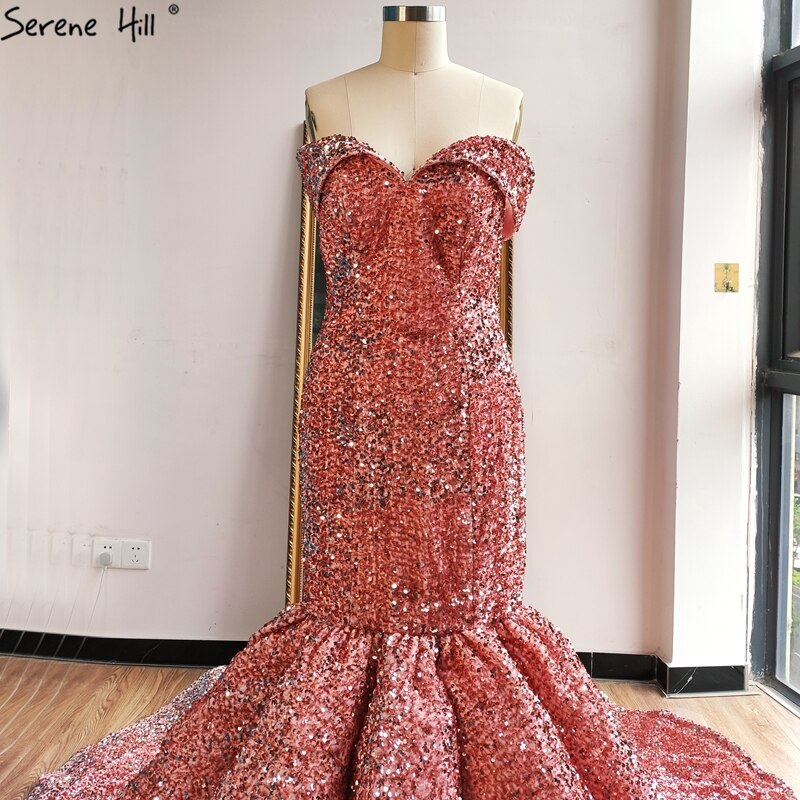 Serene Hill Gold Luxury Mermaid Wedding Dress - Off Shoulder Sparkling Elegant Sexy Bridal Gown HA2353 | Perfect for Beach Weddings, Evening Galas & Formal Occasions