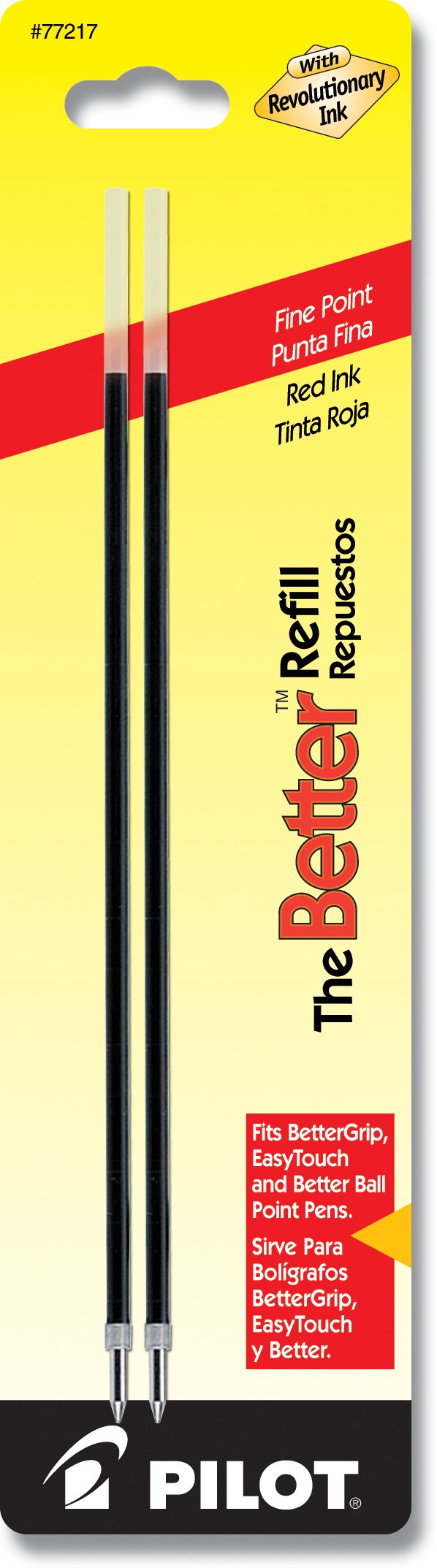 Pilot Ballpoint Pen Refills for Better or EasyTouch Stick Pens - Fine Point Red Ink, 2-Pack (77217) - Perfect for Office, School & Everyday Writing