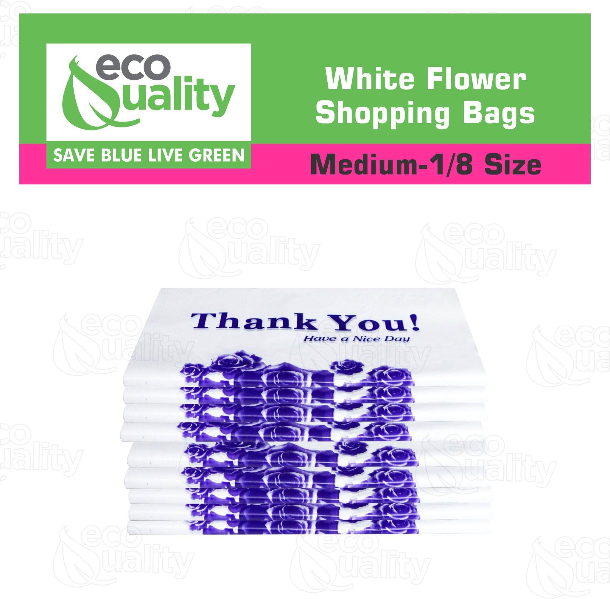 EcoQuality 3000 Count White Plastic T-Shirt Bags - 1/8 Size Reusable Shopping Bags (17
