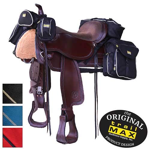 TrailMax 500 Series Deluxe 5-Piece Saddlebag System for Horse Trail Riding - Waterproof Front Pocket, Rear Saddle Bags, Cantle Bag & Pommel Horn Pocket with Bonus Water Bottle Carrier | Perfect for Long Distance Riding, Camping & Outdoor Adventures