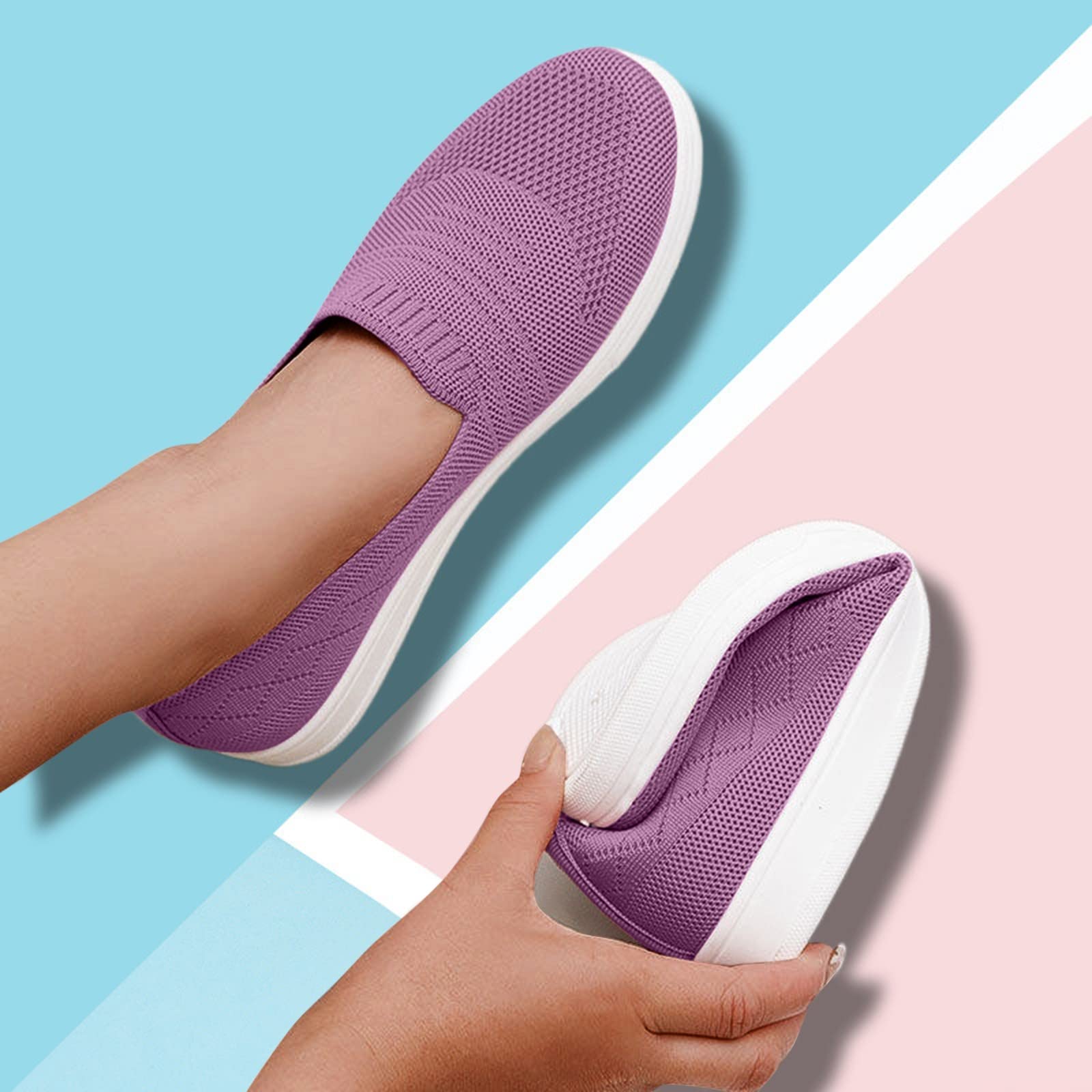 Women's Comfortable Slip-On Flats - Breathable Casual Sneakers for Outdoor & Leisure | Fashion Wedge Shoes for Walking, Travel & Everyday Wear