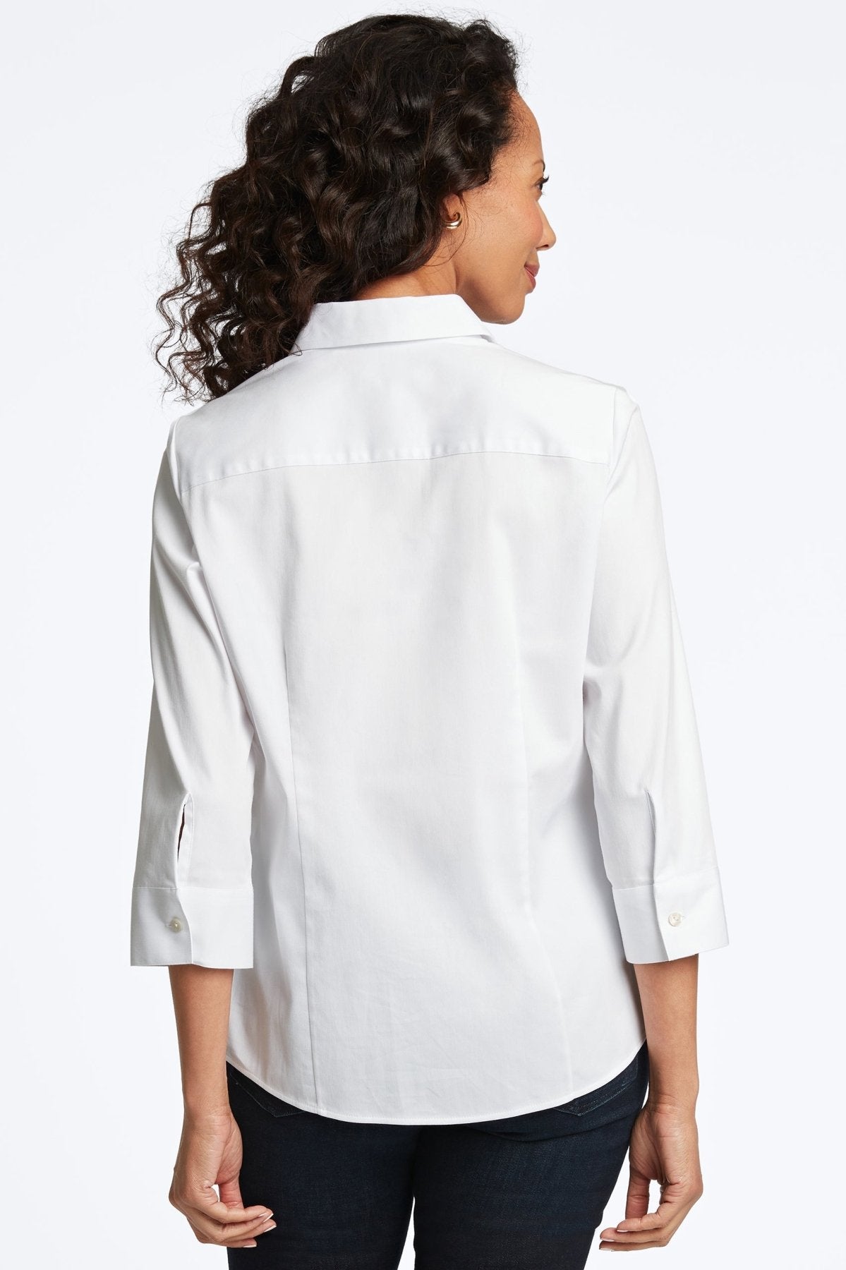 Luna No Iron Stretch Matte Sateen 3/4 Sleeve Shirt for Women - Wrinkle-Free Comfort Blouse for Office, Business & Casual Wear