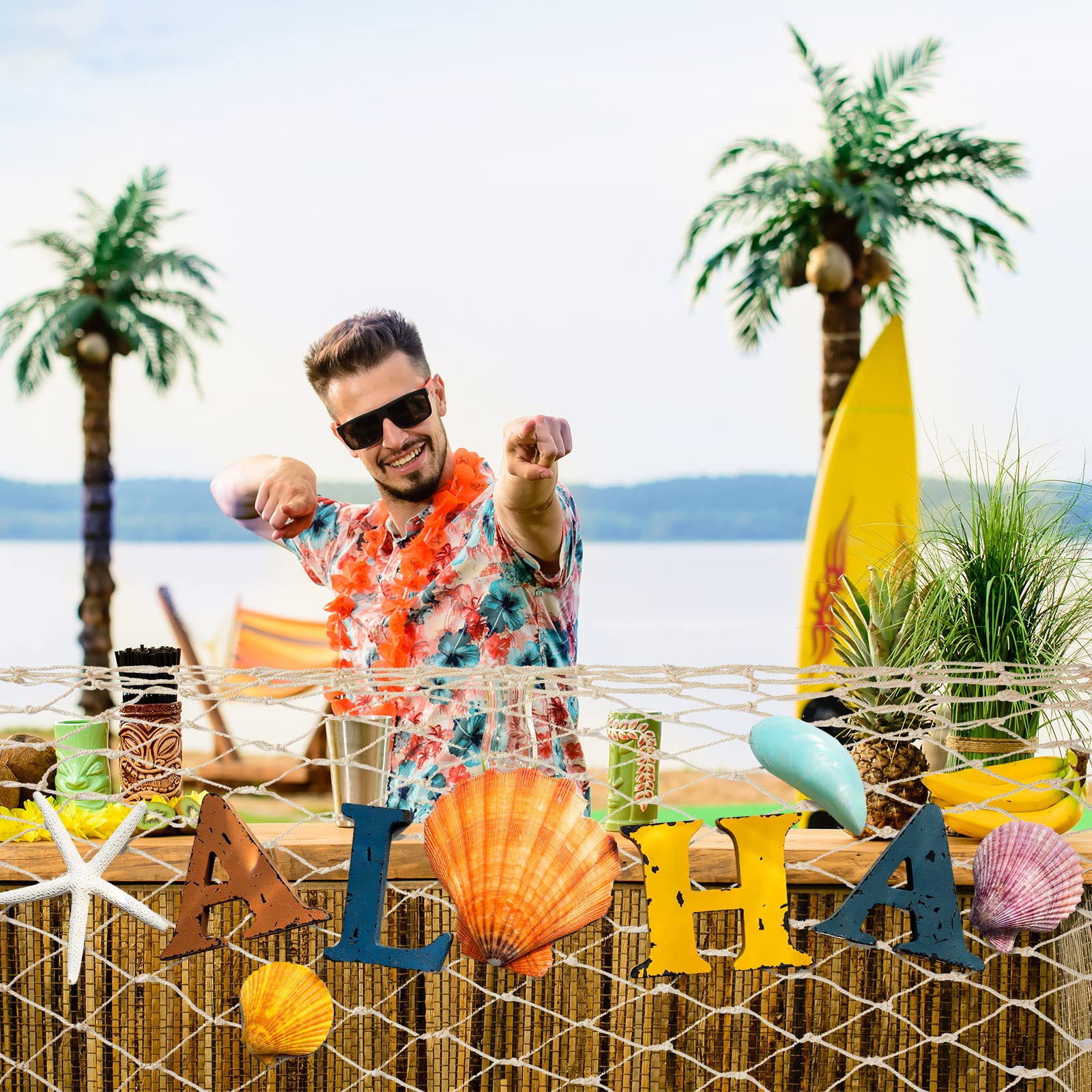 8-Piece Natural Cotton Fish Net Decorations - 78.7