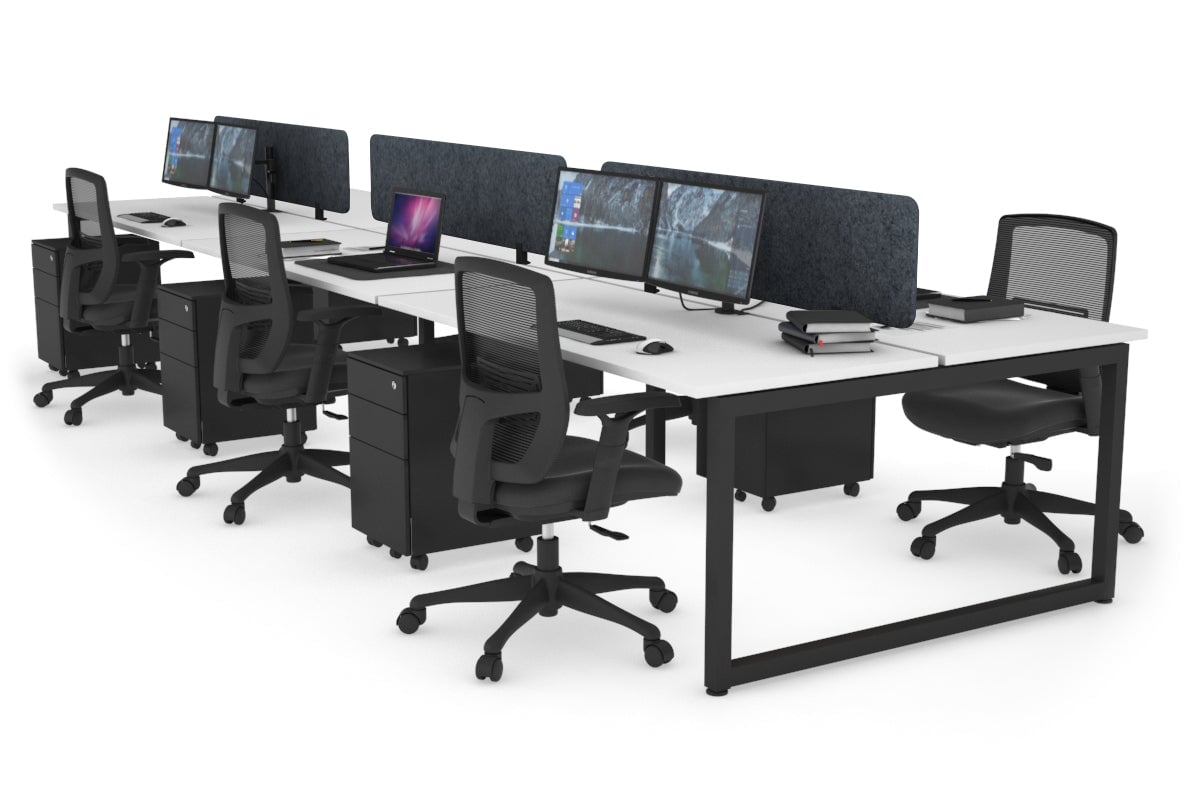 Quadro Loop Legs 6-Person Office Workstation Desk - 1400L x 700W Dimensions - Perfect for Collaborative Workspaces & Team Projects
