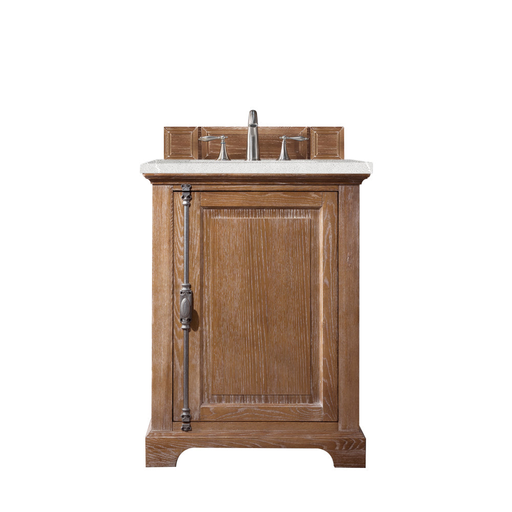 Providence 26 Inch Single Vanity Cabinet in Driftwood Finish with 3CM Eternal Serena Quartz Top - Perfect for Bathroom Remodeling and Modern Home Decor
