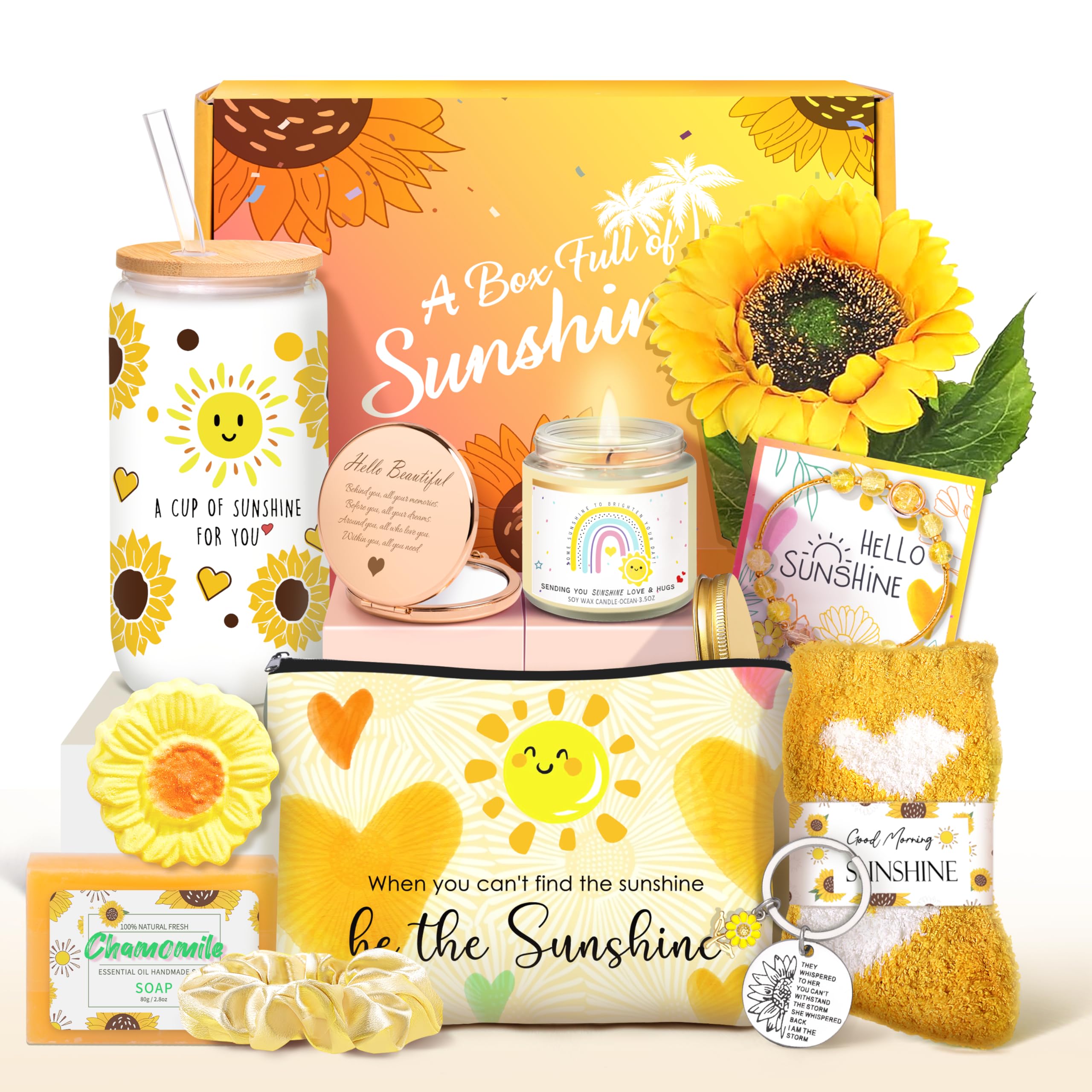 **Sunflower Gift Box for Women - Birthday, Get Well Soon, Surgery Recovery & Friendship Gifts - Encouragement Care Package with Thoughtful Message - Perfect for Hospital, Home & Special Occasions**