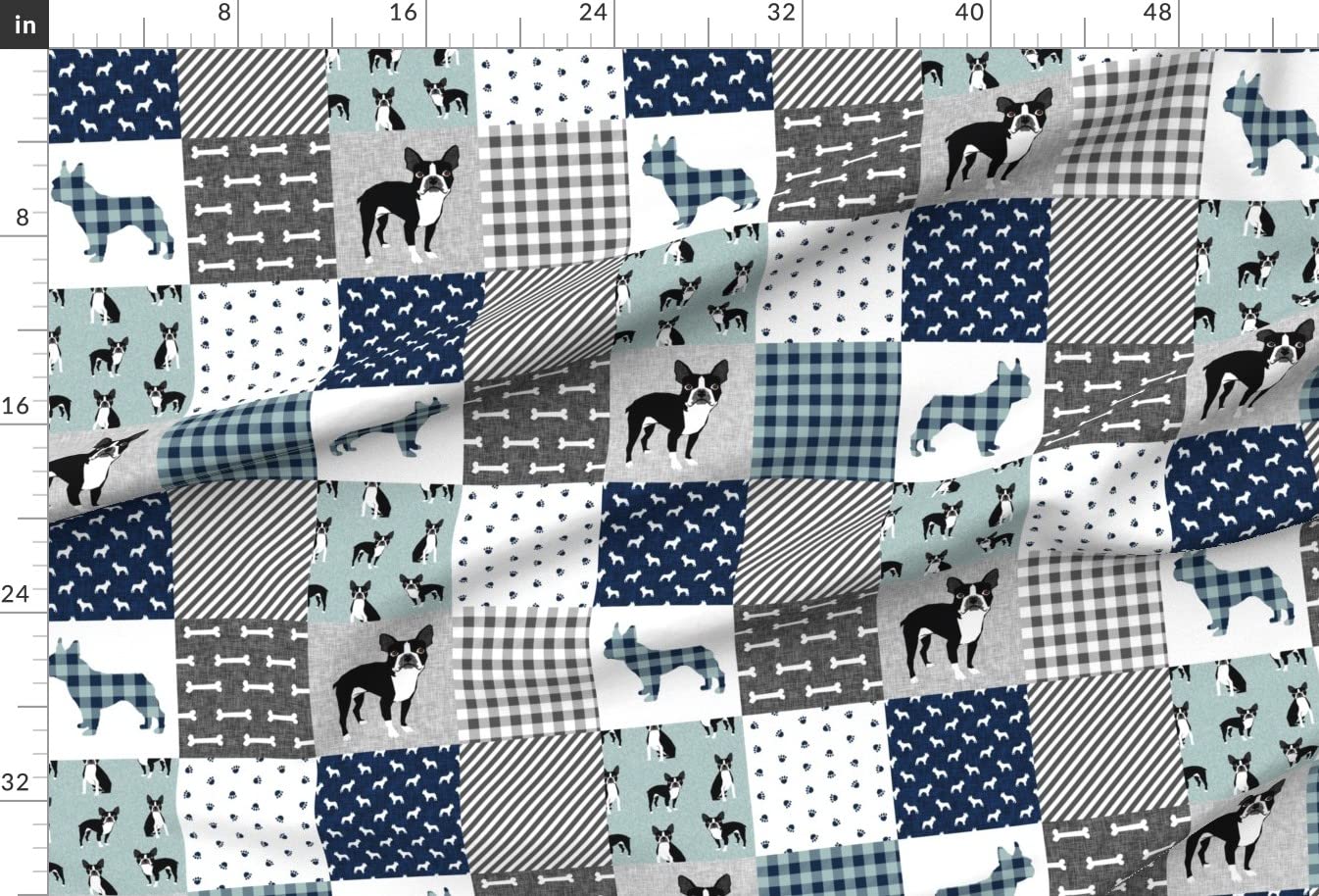 Terrier Dog Portrait Printed Minky Fabric - Blue Cheater Quilt Pet Patchwork Wholecloth Fat Quarter for Sewing Baby Blankets & Quilt Backing - Soft Plush Material for DIY Crafts, Nursery Decor & Cozy Pet Accessories